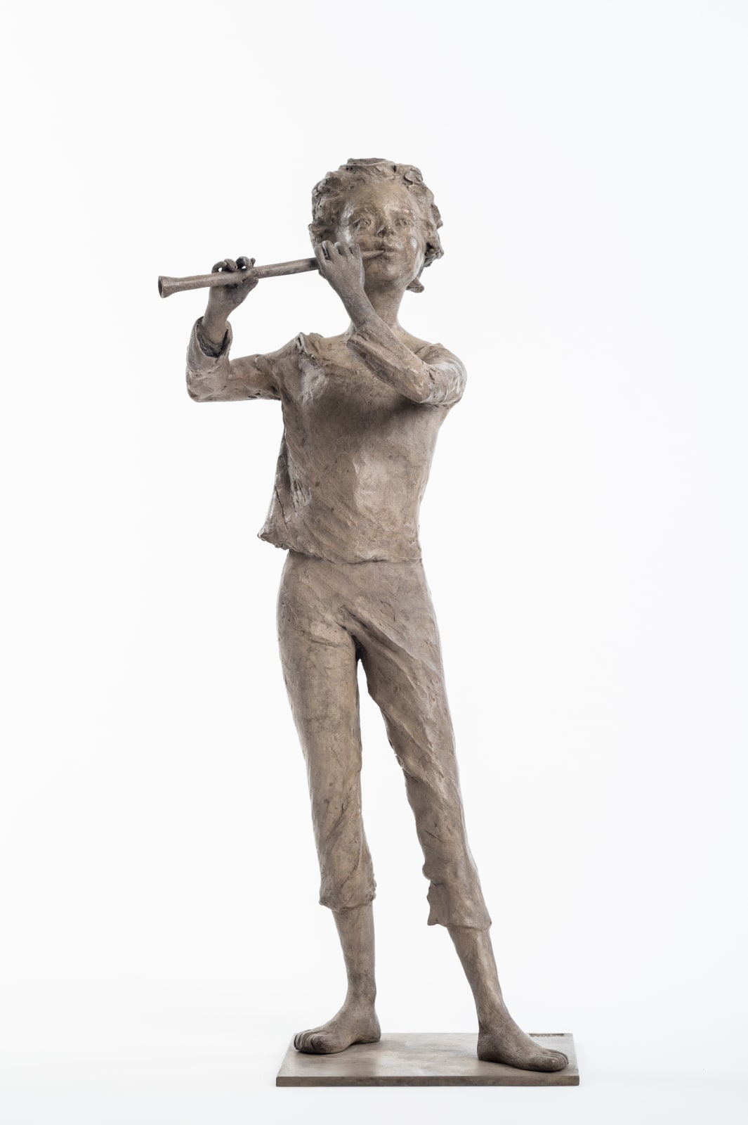 flute, music, tune, little boy, child, musician, bronze, sculpture, art thema, figurative art, sweet