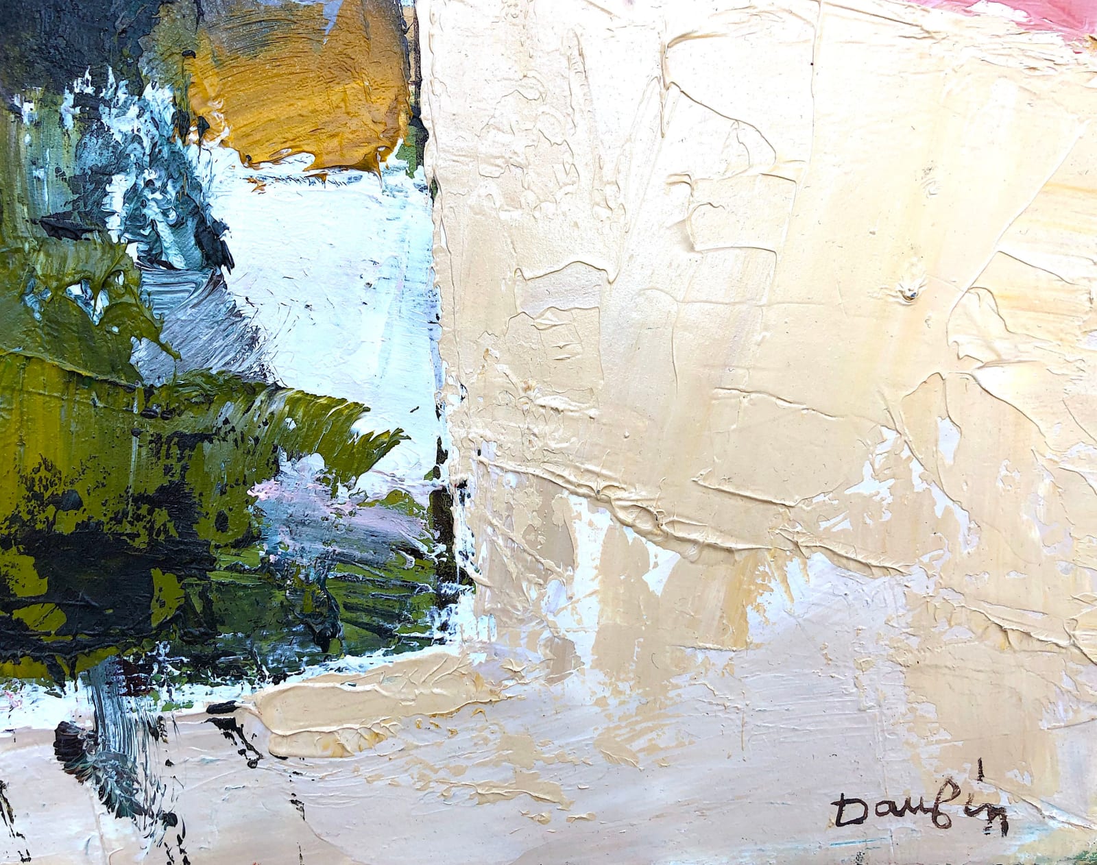 daufin, schilderij, expressionisme, expressionistisch, kleurrijk, kleuren, rose, lichtgevend, landschap, Frankrijk, art thema, heyi galerij, kunst