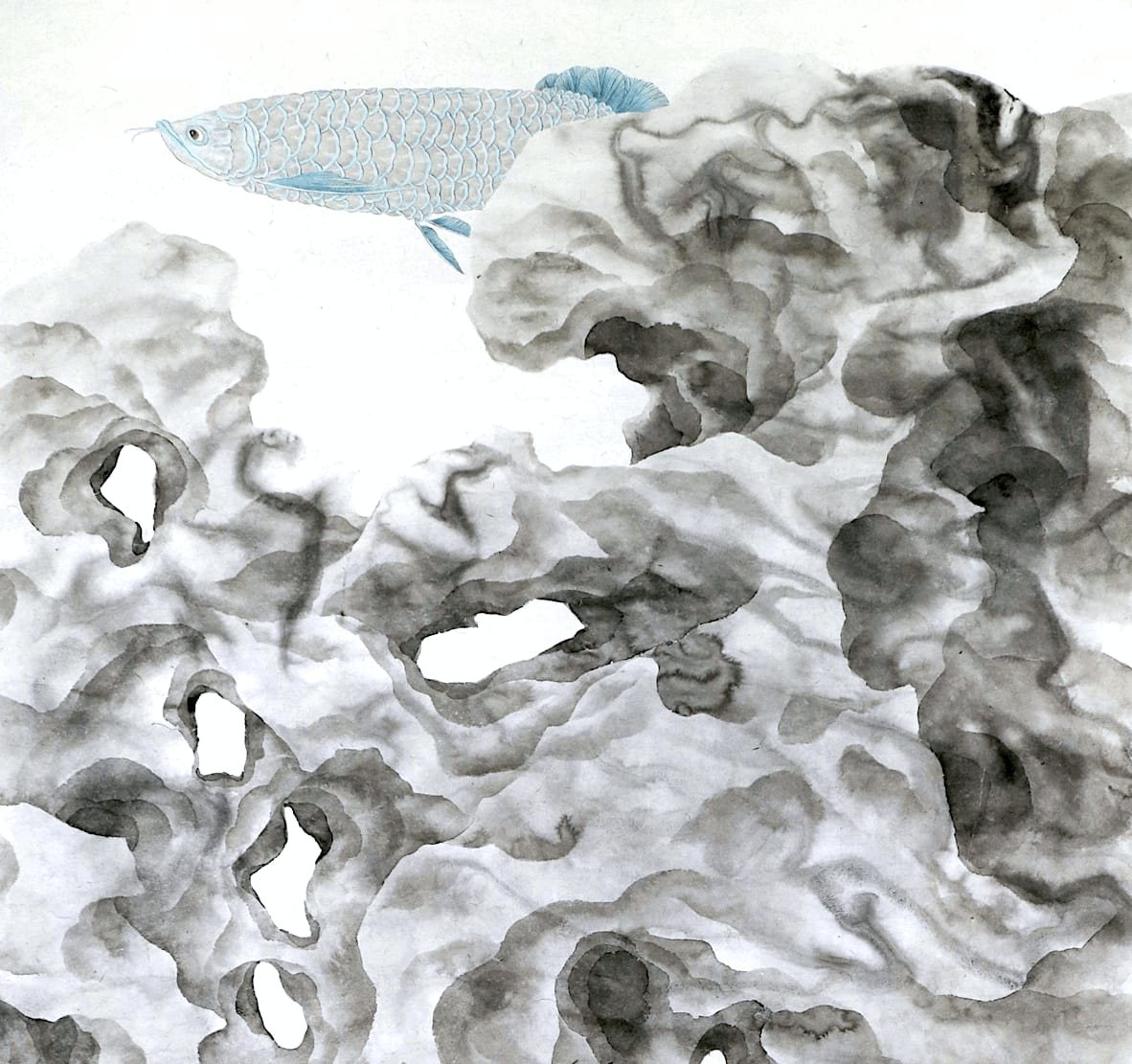 lege reizen, leegte, vis, tai hu rock, Zhang jinxian, rotsschildering, mountain painting, waterschap, landschap, hedendaagse kunst, Aziatische kunst, Aziatische schilderkunst, visschildering, hedendaagse Chinese kunst, inktkunst, Chinees schilderen, zwart-wit schilderen , inkt schilderij, Aziatische kunst, Oost-Aziatische ink-and-wash schilderij, kunst Thema heyi, Belgische kunstgalerie, home art interieur design, salon decoratie, zen, art deco, home deco, wanddecoratie