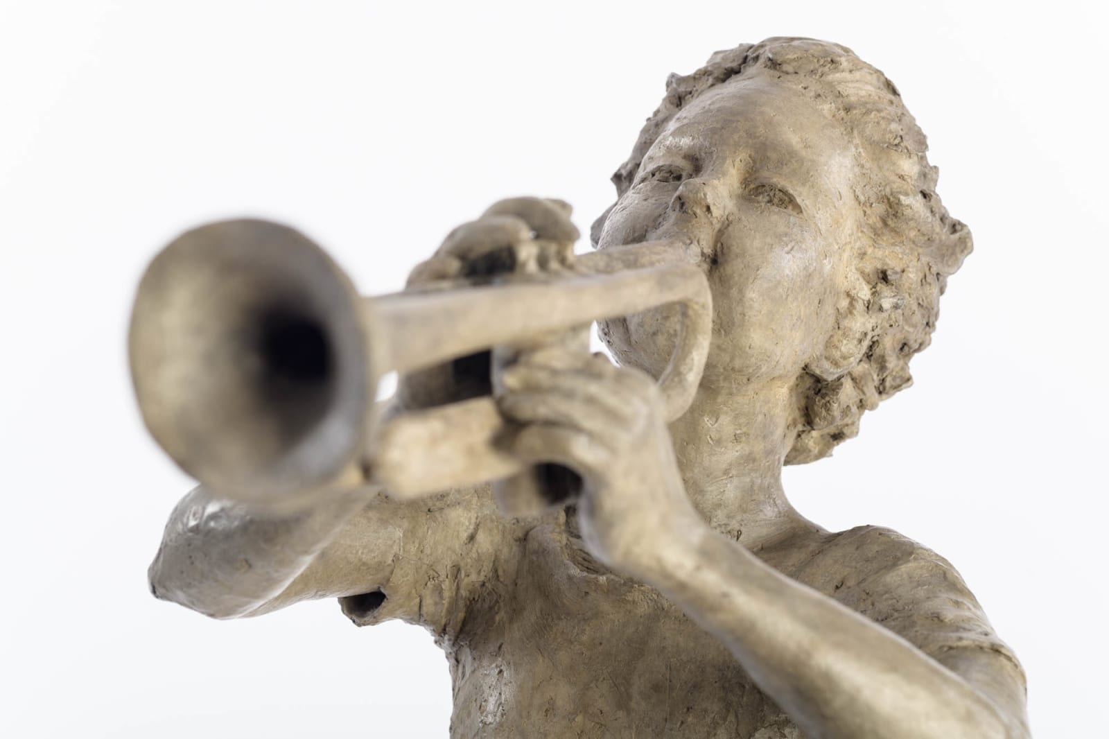 sculpture, bronze, garçon, trompette, trompettiste, musicien, musique, art thema, cols