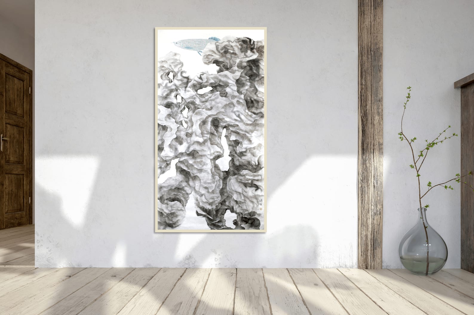 lege reizen, leegte, vis, tai hu rock, Zhang jinxian, rotsschildering, mountain painting, waterschap, landschap, hedendaagse kunst, Aziatische kunst, Aziatische schilderkunst, visschildering, hedendaagse Chinese kunst, inktkunst, Chinees schilderen, zwart-wit schilderen , inkt schilderij, Aziatische kunst, Oost-Aziatische ink-and-wash schilderij, kunst Thema heyi, Belgische kunstgalerie, home art interieur design, salon decoratie, zen, art deco, home deco, wanddecoratie