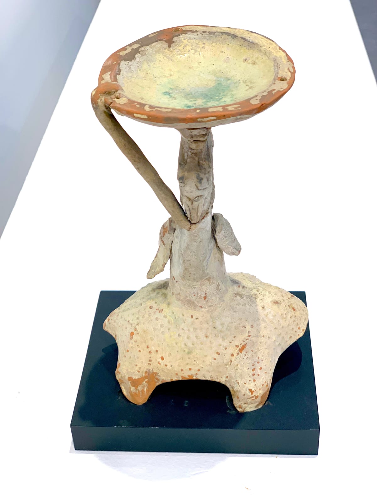 Chinese Antiques 中国古董, Glazed Pottery Lamp Stand 中国汉代陶灯 