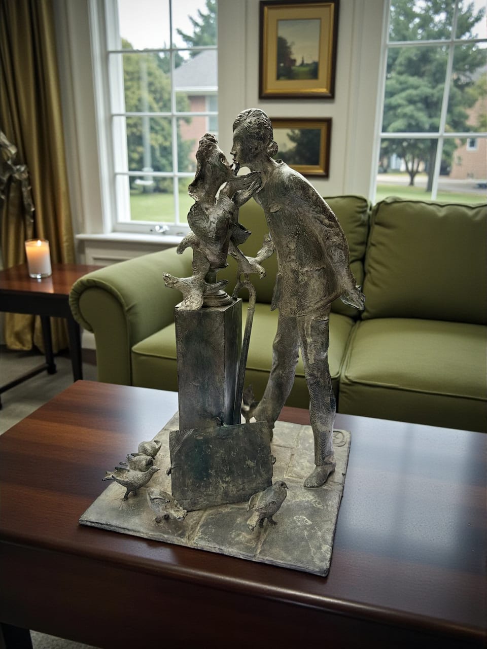 escultura en bronce, La Cupidone, René Julien, artista belga, pareja en bronce, hombre besa busto de mujer, bronce figurativo, arte contemporáneo, escultura romántica, obra fine art, bronce patinado, pieza de colección, escultura monumental, Art Thema Gallery