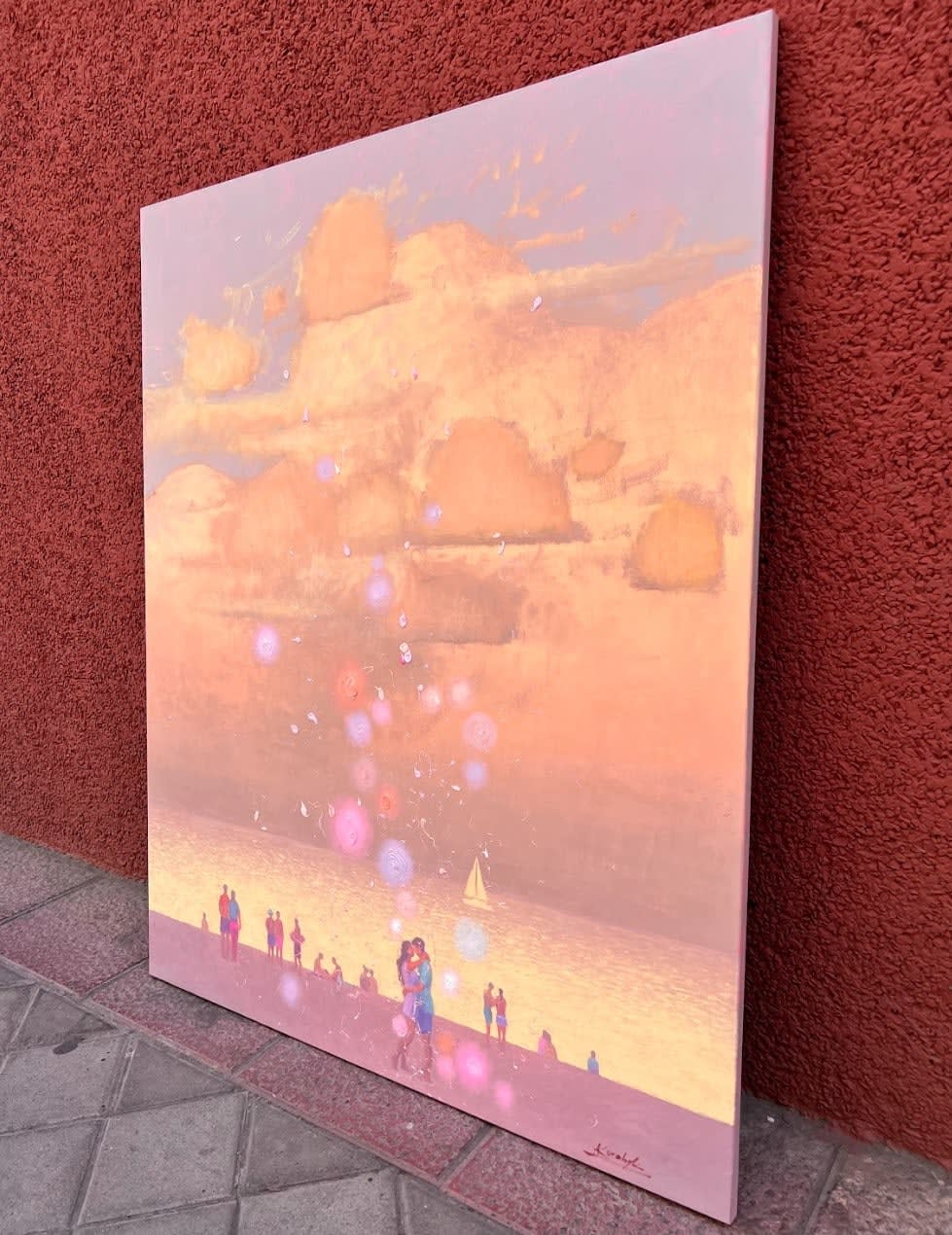 Andrii Kovalyk, Golden Peach Romantic Evening by the Sea, 2024