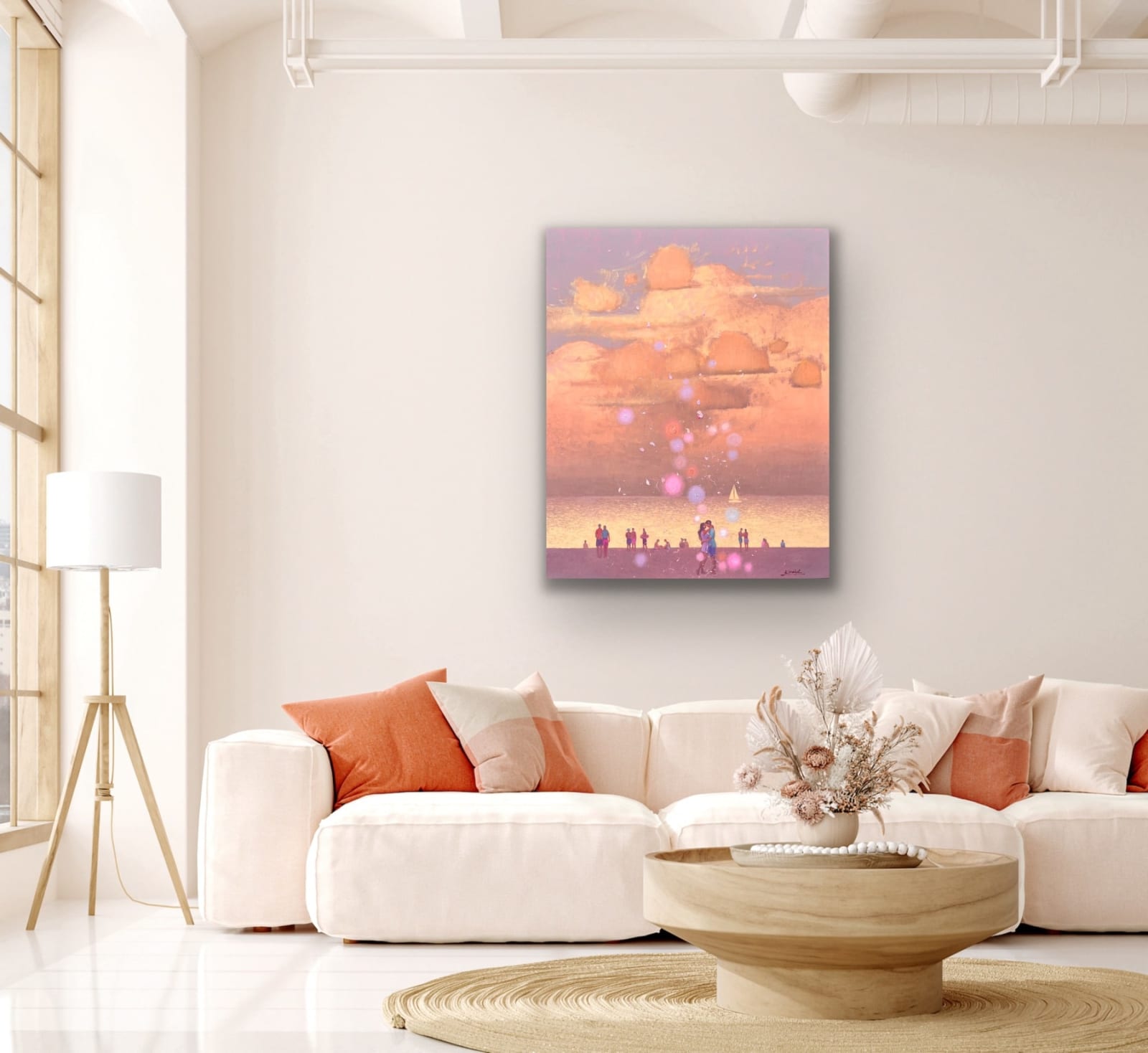 Andrii Kovalyk, Golden Peach Romantic Evening by the Sea, 2024