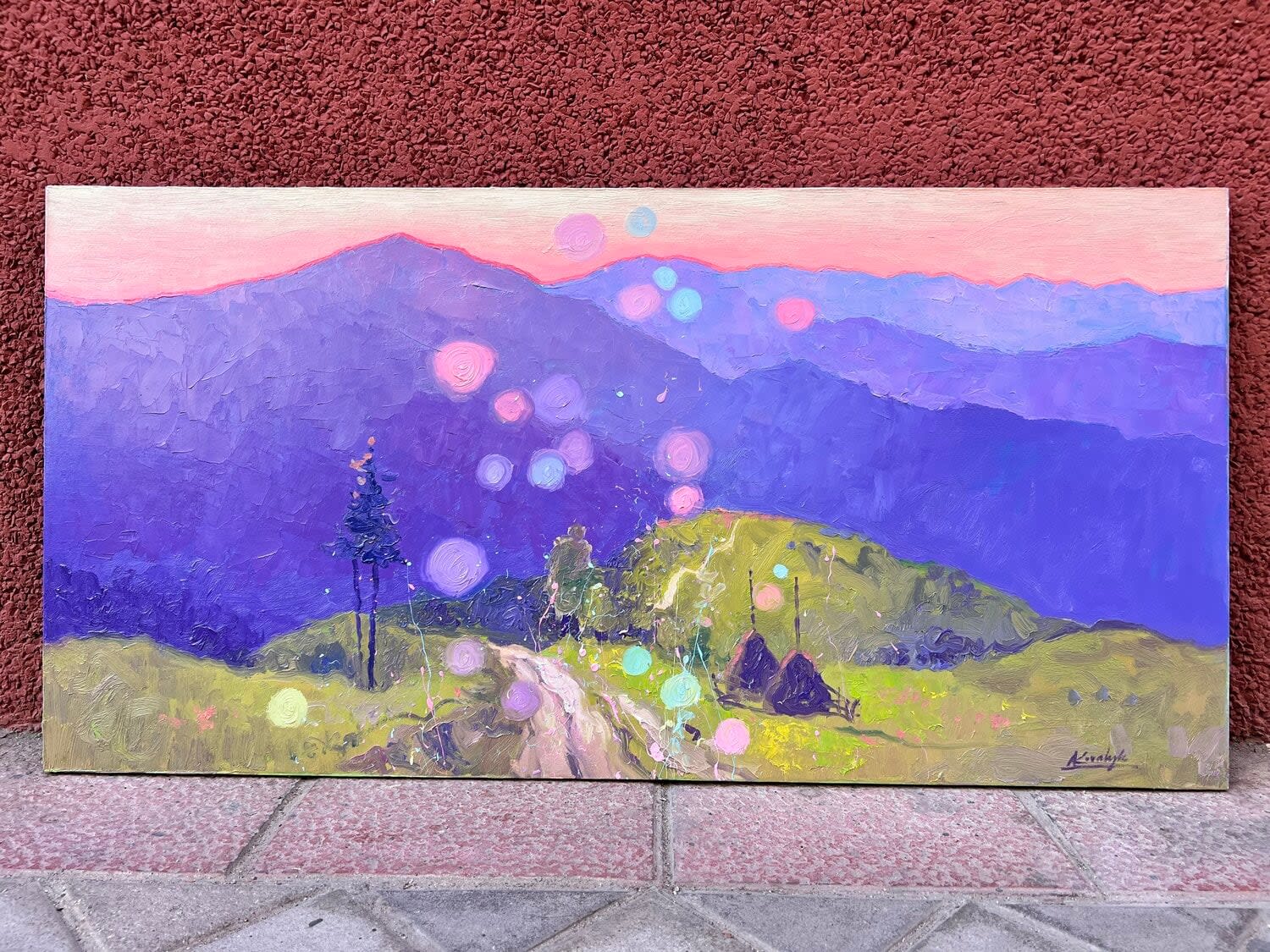 Andrii Kovalyk, A quiet pink evening in the Carpathians, 2023