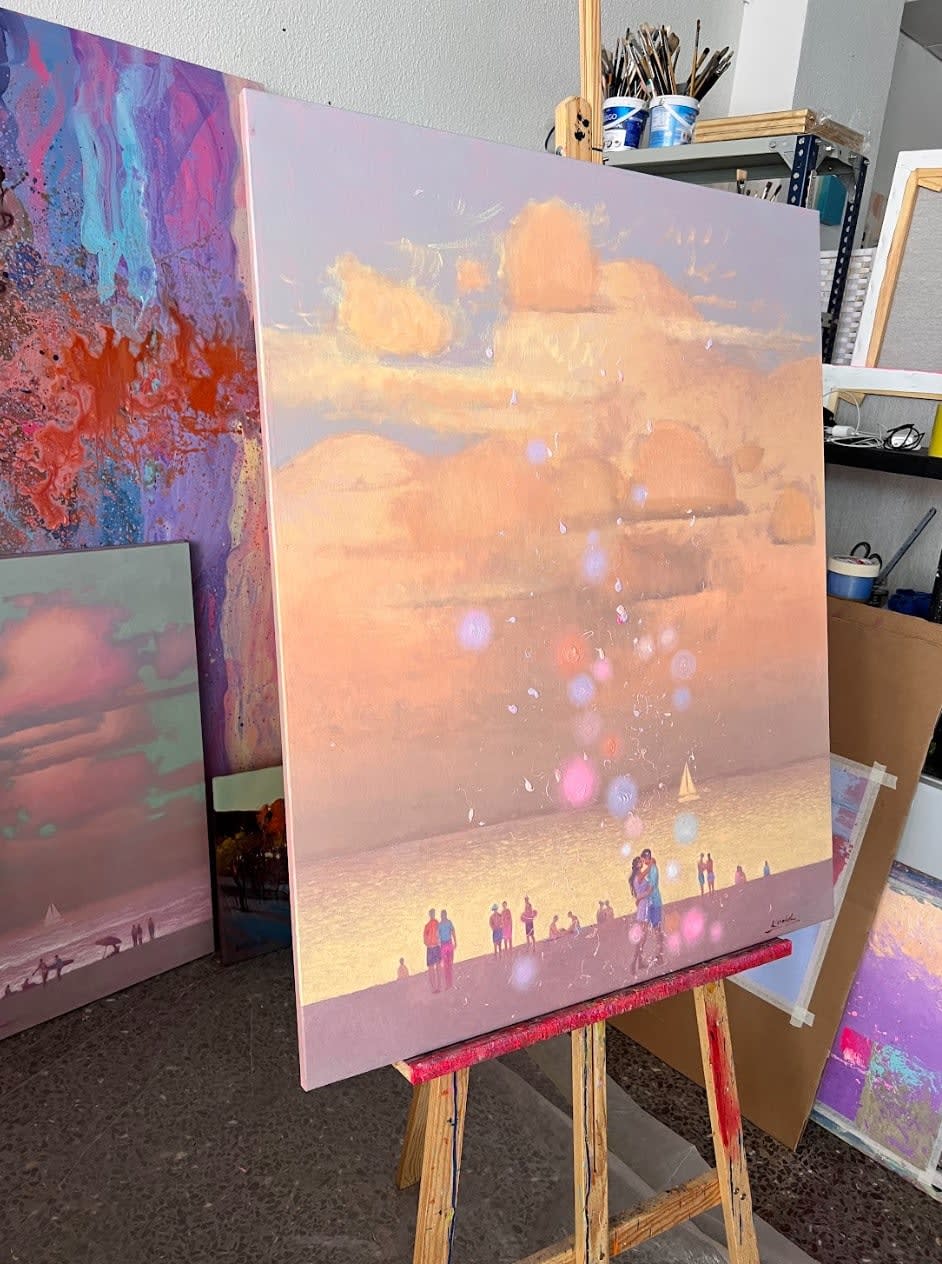 Andrii Kovalyk, Golden Peach Romantic Evening by the Sea, 2024