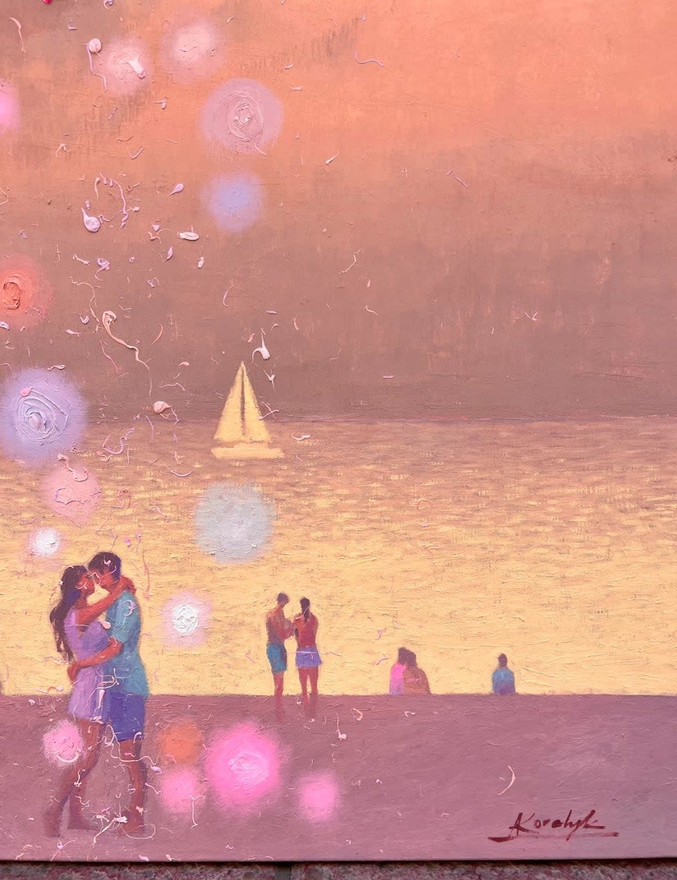 Andrii Kovalyk, Golden Peach Romantic Evening by the Sea, 2024