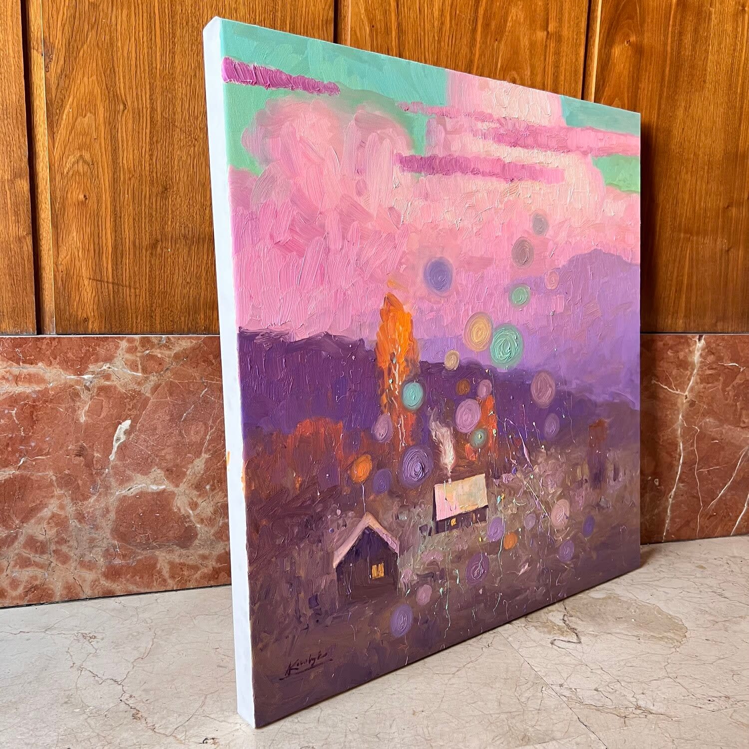 Andrii Kovalyk, Pink evening in the Carpathian mountains in Ukraine, 2023