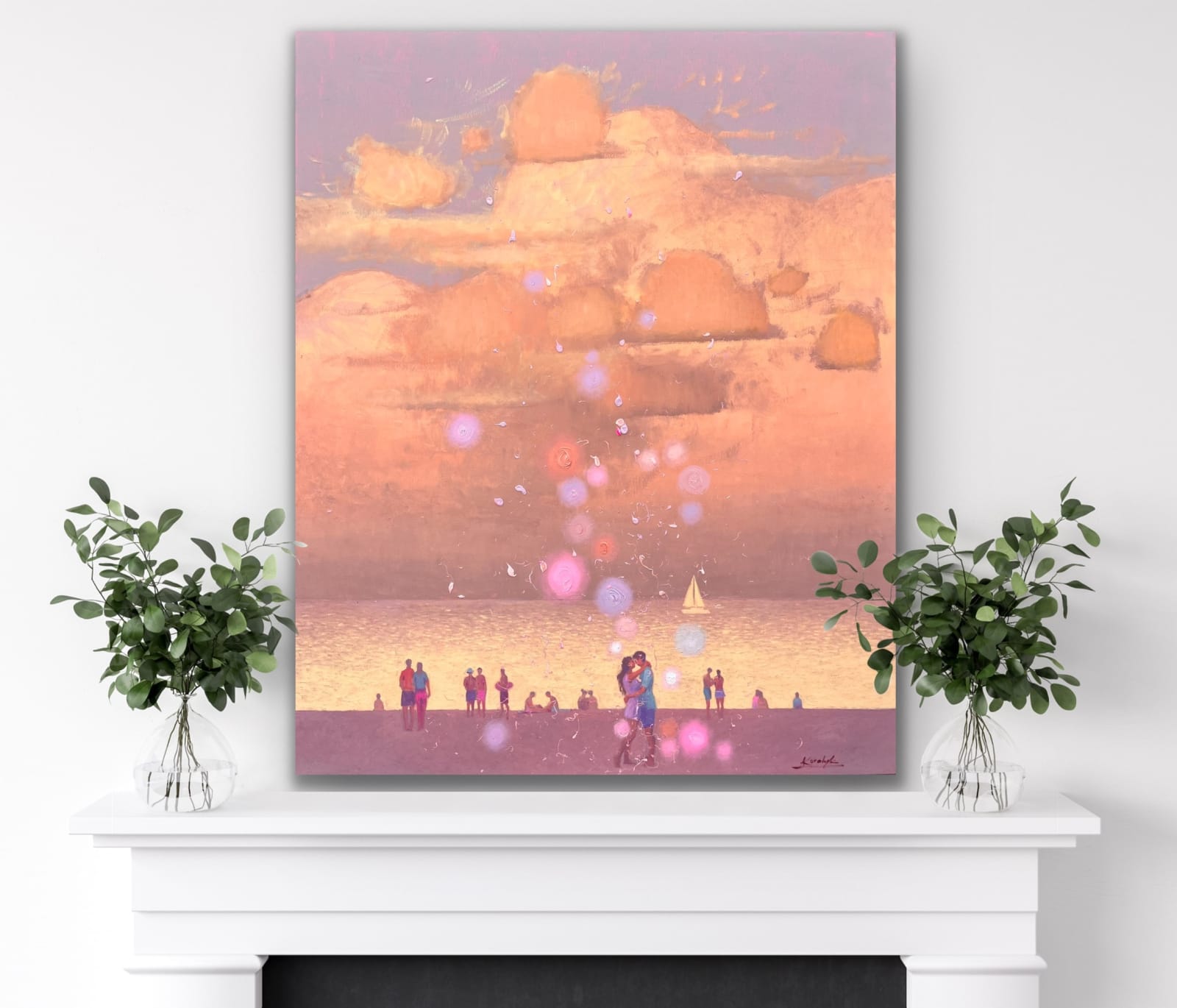 Andrii Kovalyk, Golden Peach Romantic Evening by the Sea, 2024