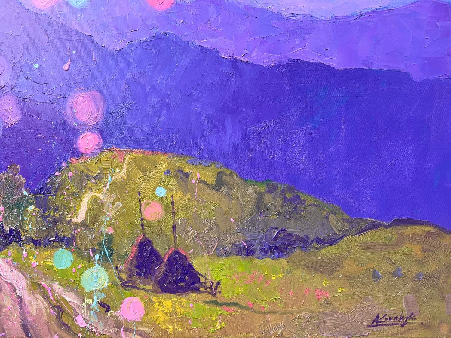 Andrii Kovalyk, A quiet pink evening in the Carpathians, 2023
