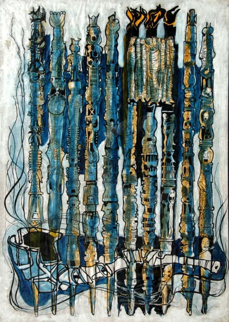 Bruce Onobrakpeya, Smoke from the Broken Pipe, 2005