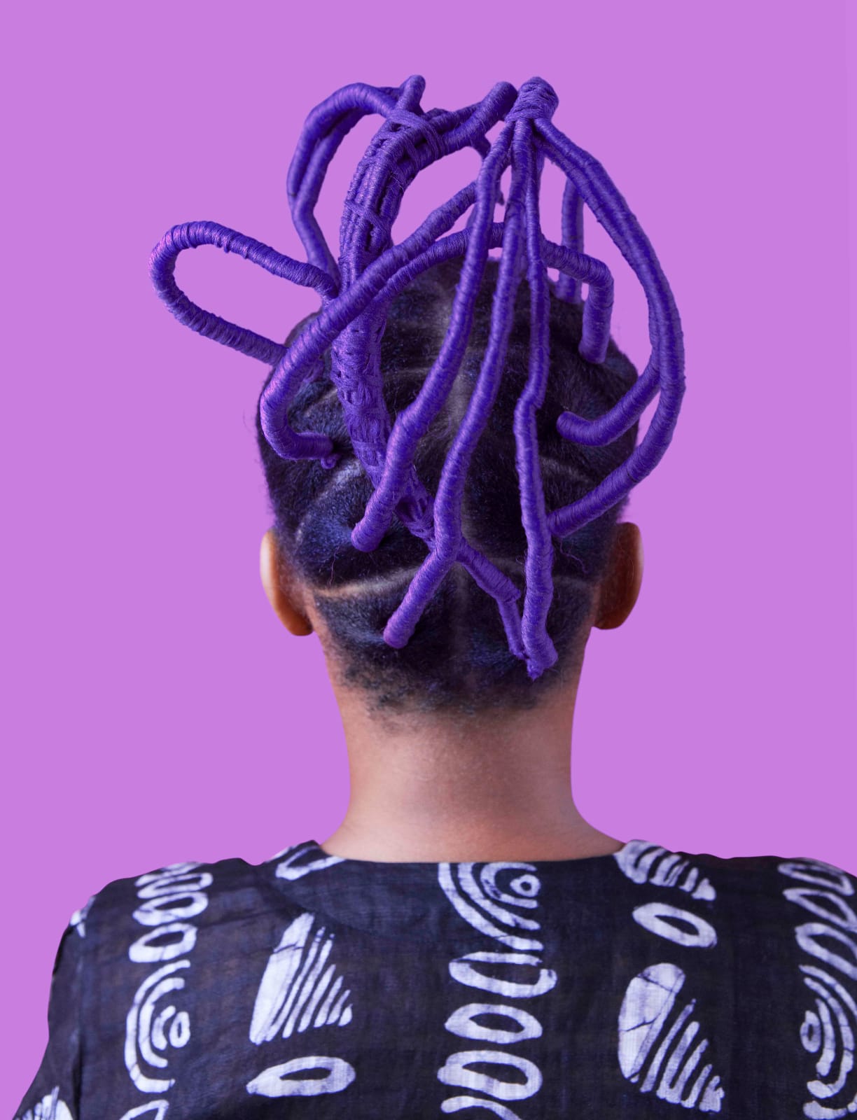 Medina Dugger, Purple Irun Kiko from the series CHROMA: an Ode to J.D. ‘Okhai Ojeikere’ , 2017