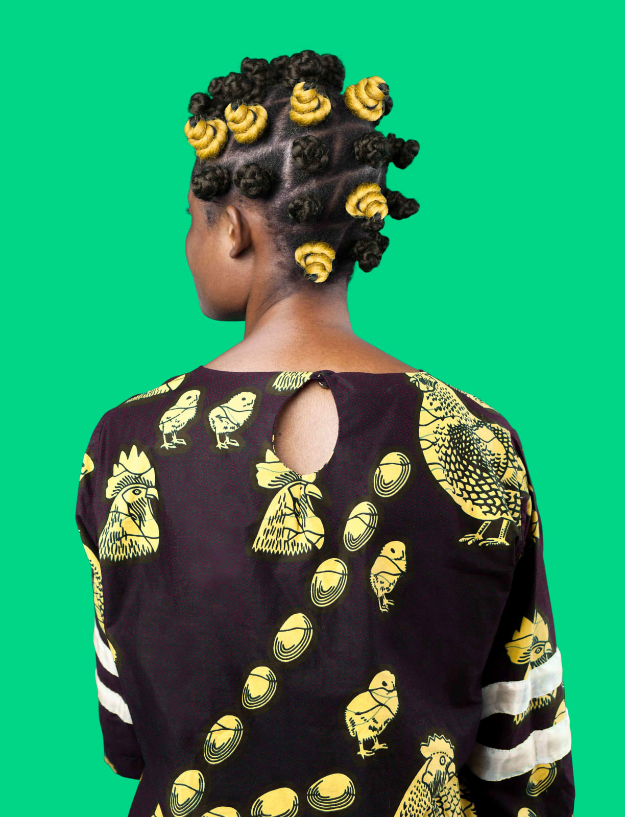 Medina Dugger, Golden Eggs, from the series CHROMA: an Ode to J.D. ‘Okhai Ojeikere’ , 2017