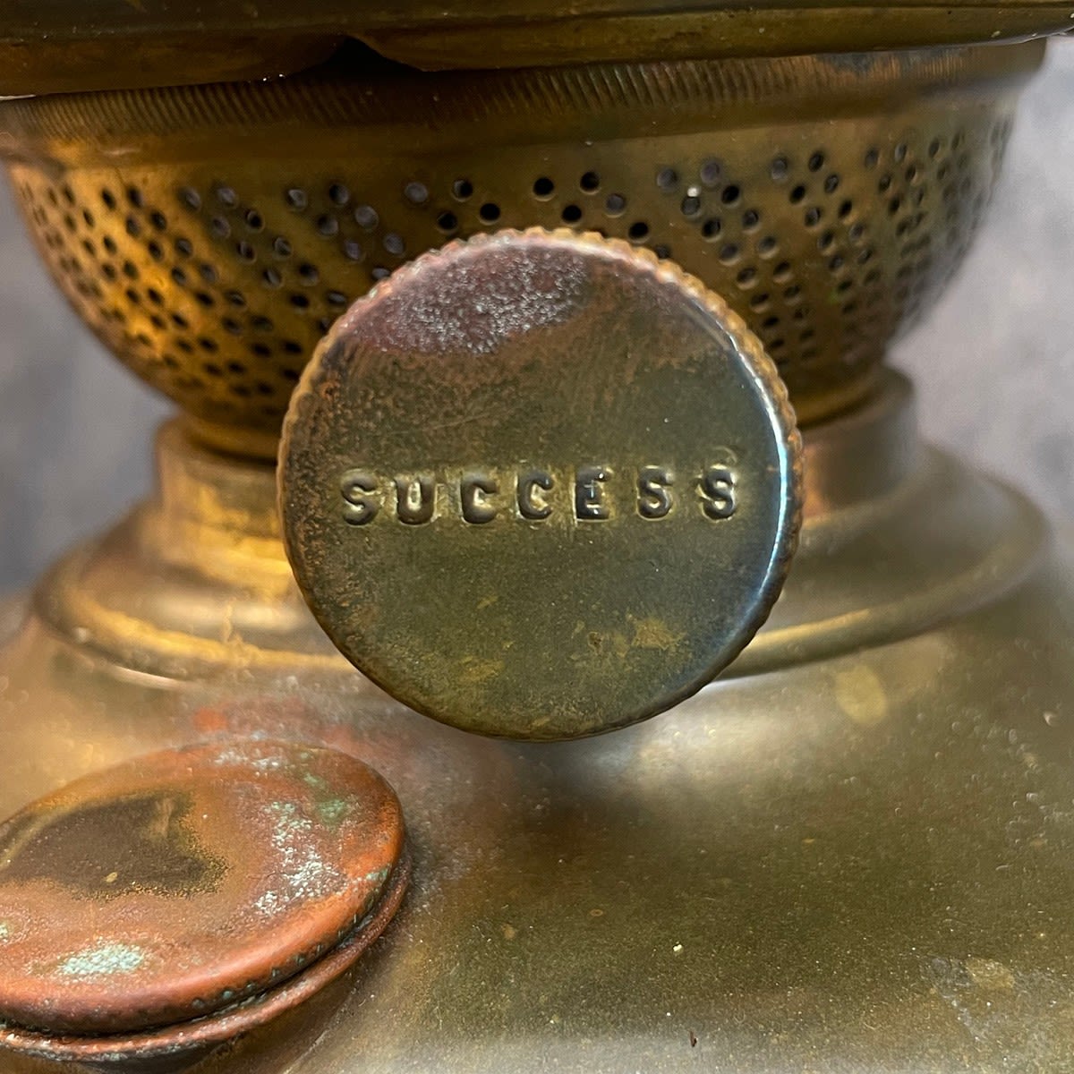 Success Electrified Oil Lamp with Cherub Base Relic