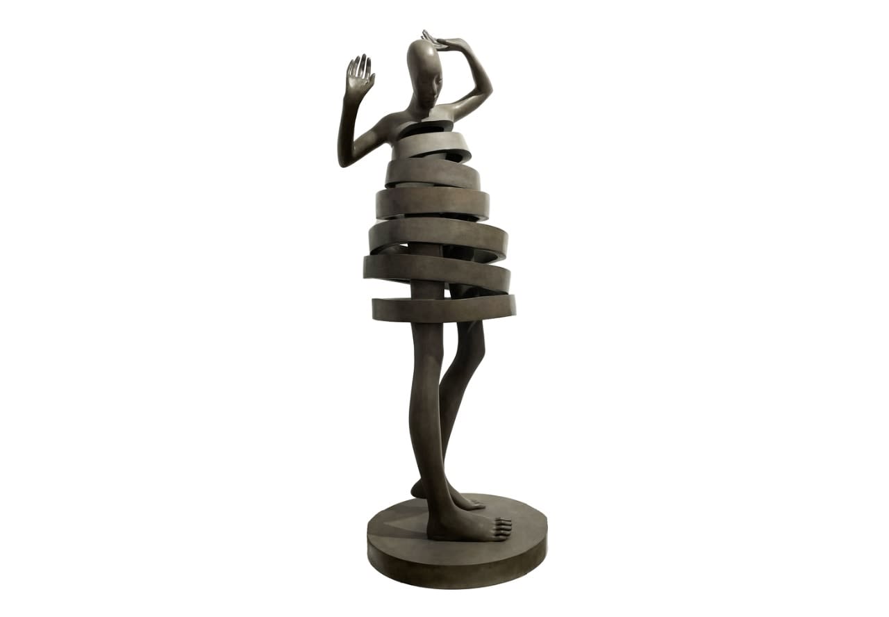 sculpture de fille dansante Mira Isabel Miramontes sculpture en bronze contemporaine blanche sculpture de jardin design d'intérieur galerie d'art art yi bruxelles