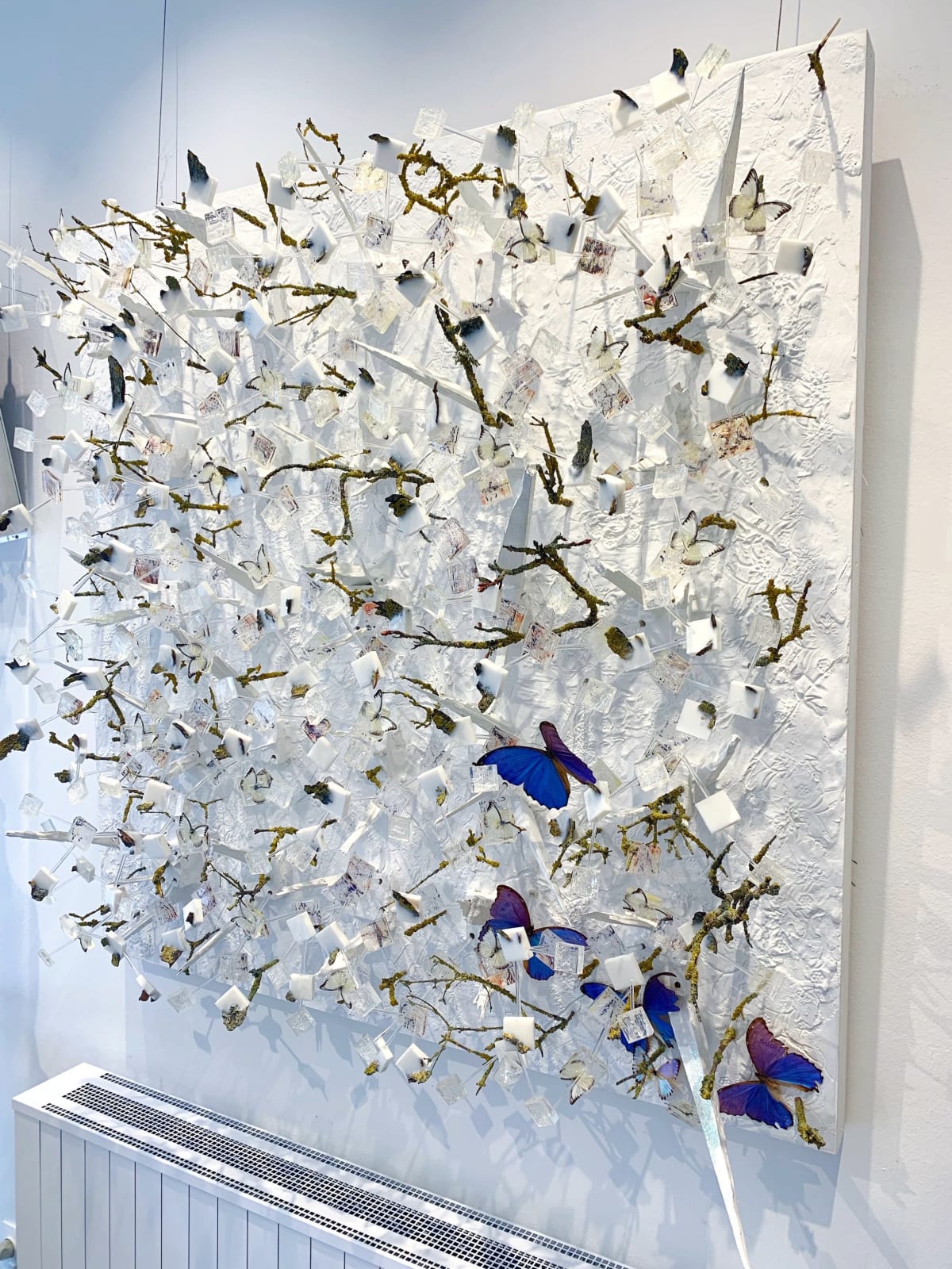 Butterfly effect ROD contemporary art wall installation wall art white wall sculpture resin art modern interior design art yi art gallery brussels