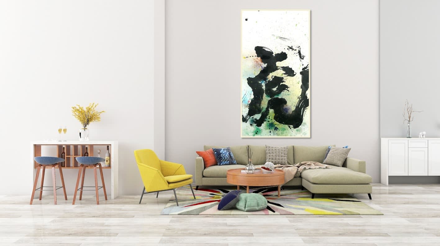 Tiger Liu Dongyao calligraphie chinoise art calligraphie peinture contemporaine encre art peinture noir et blanc sur papier de riz long rouleau Galerie Art Yi Galerie d'art de Bruxelles