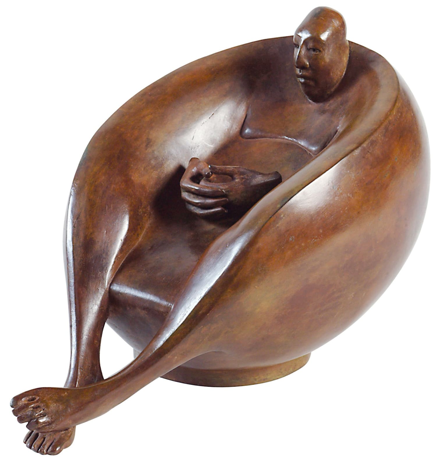 Isabel miramontes sculpture contemporaine en bronze art abstrait sculpture décoration design minimalisme figuratif assis sur une chaise en pensant