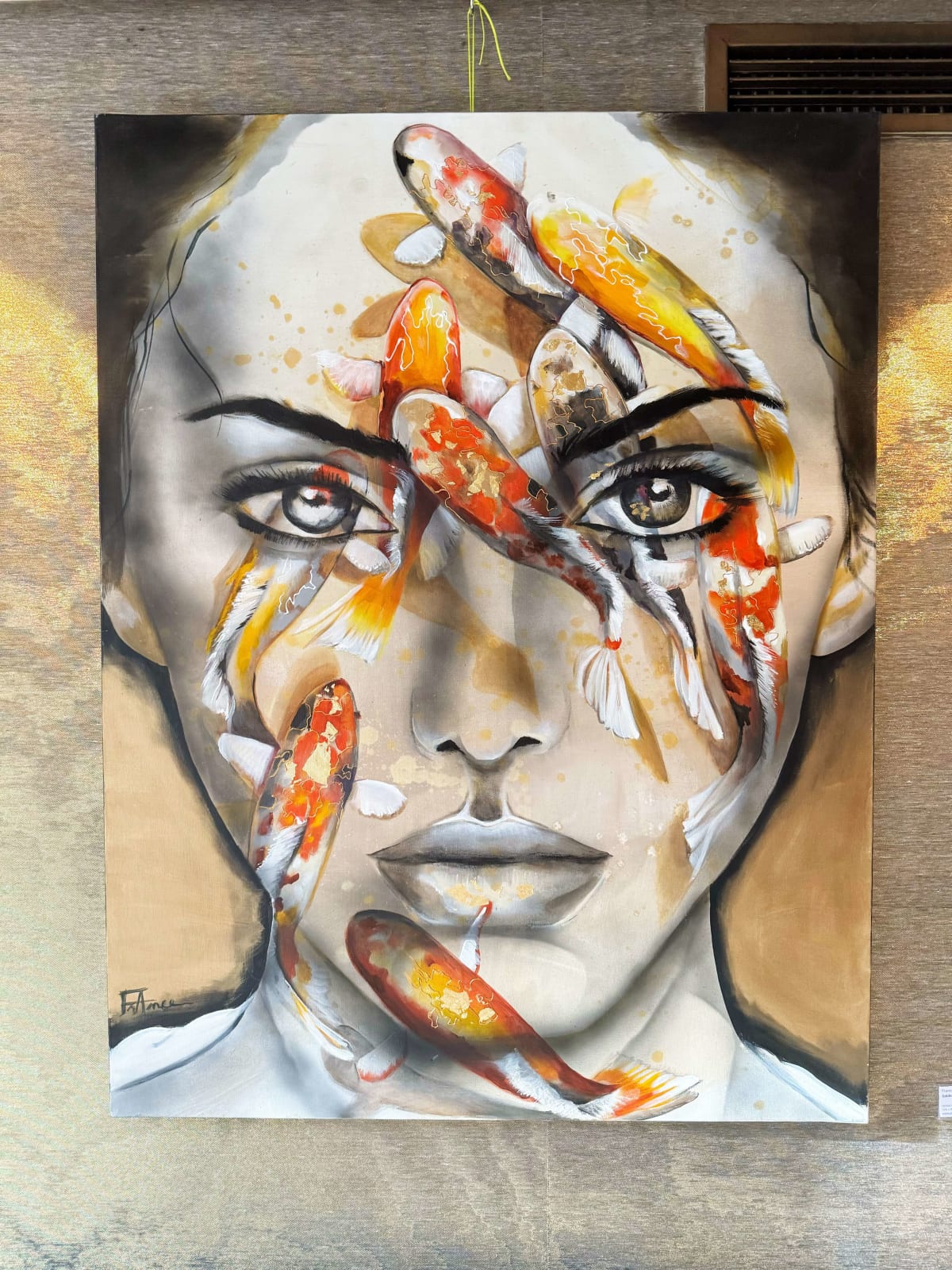 Mermaid acrylic painting france courpotin face painting japanese painting of a beautiful mermaid princess in kimonos on the moon lotus flower and fish art yi art gallery brussels