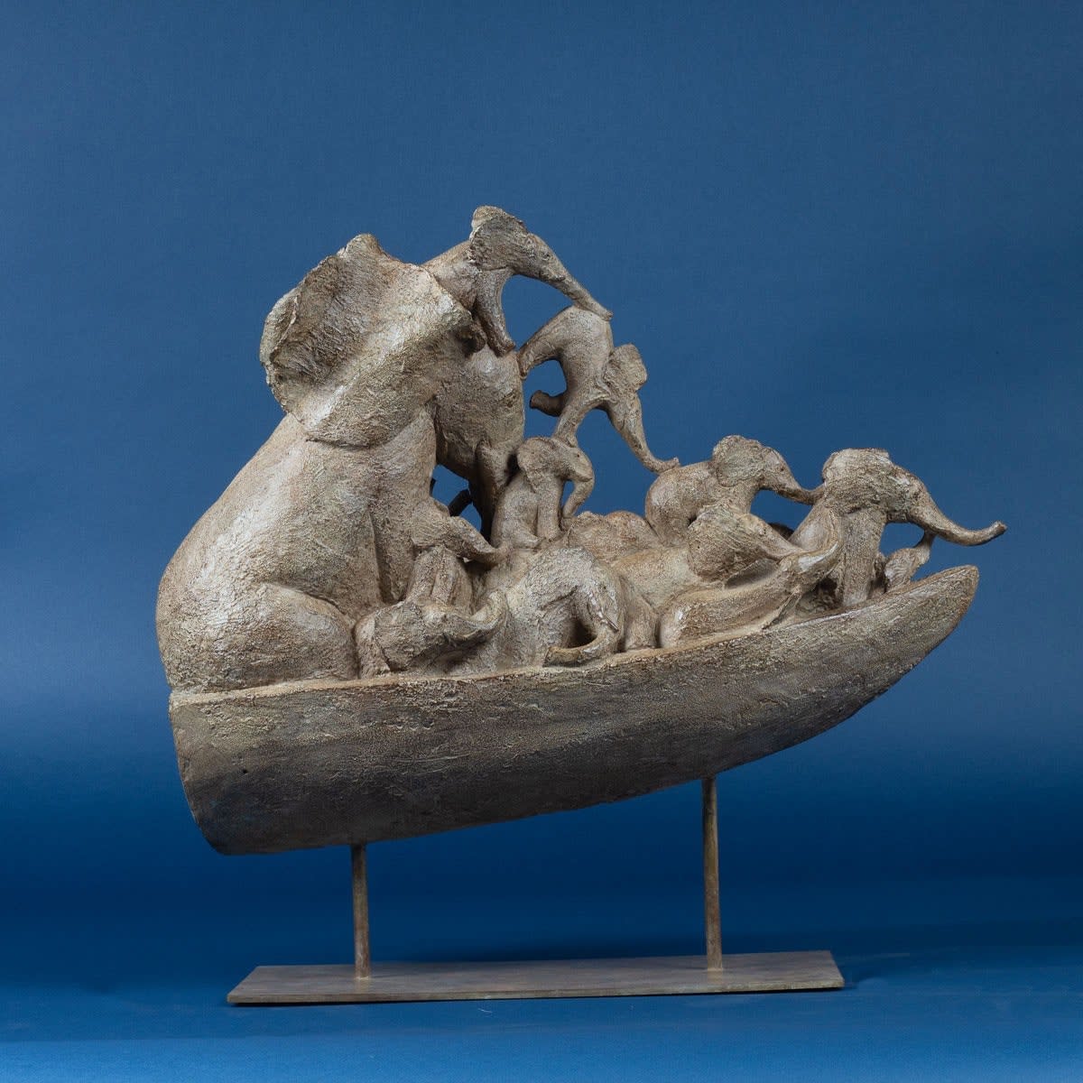 elephant boat adorable family of elephant sculpture contemporary bronze animal sculpture sophie verger art yi brussels art gallery