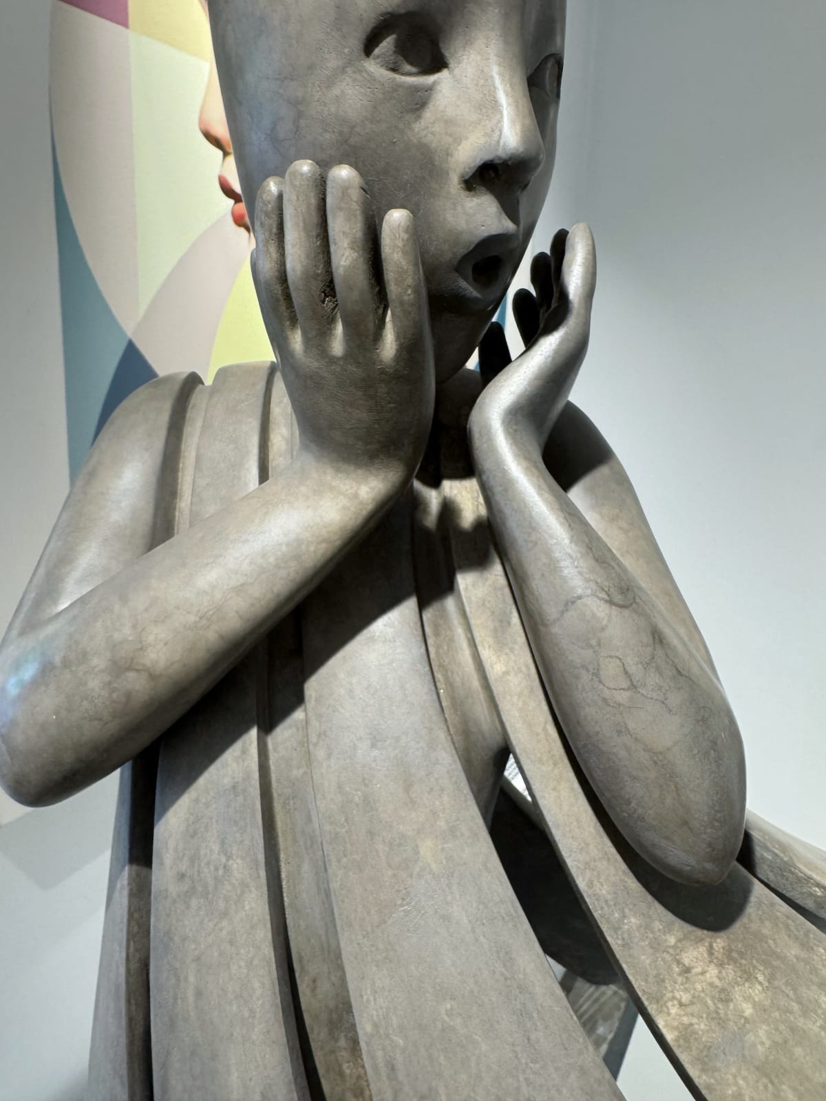 Angel passes Isabel miramontes dancing girl sculpture monumental sculpture garden sculpture contemporary bronze sculpture a beautiful girl in surprise of her dress blows up by wind Art Yi gallery Brussels art gallery