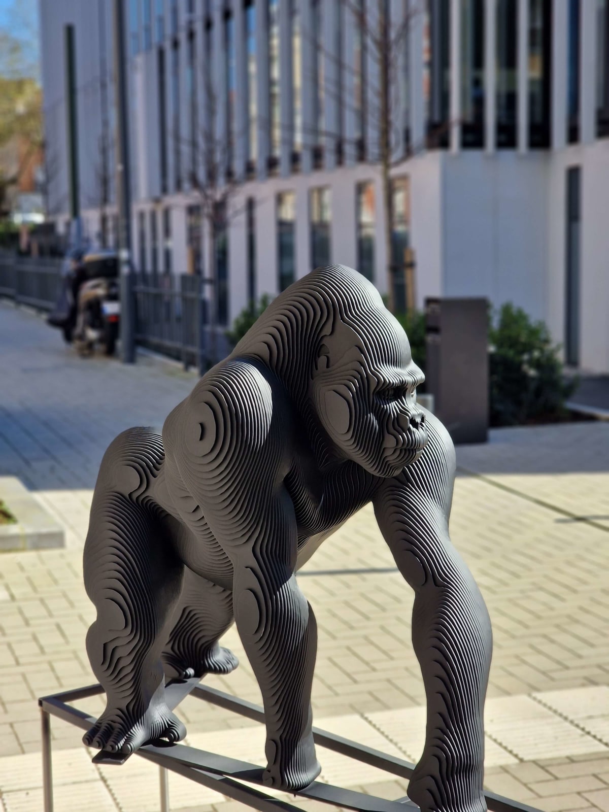 simia black gorilla animal contemporary sculpture garden sculpture art metal of Jean-Paul KALA contemporary art gallery brussels art yi