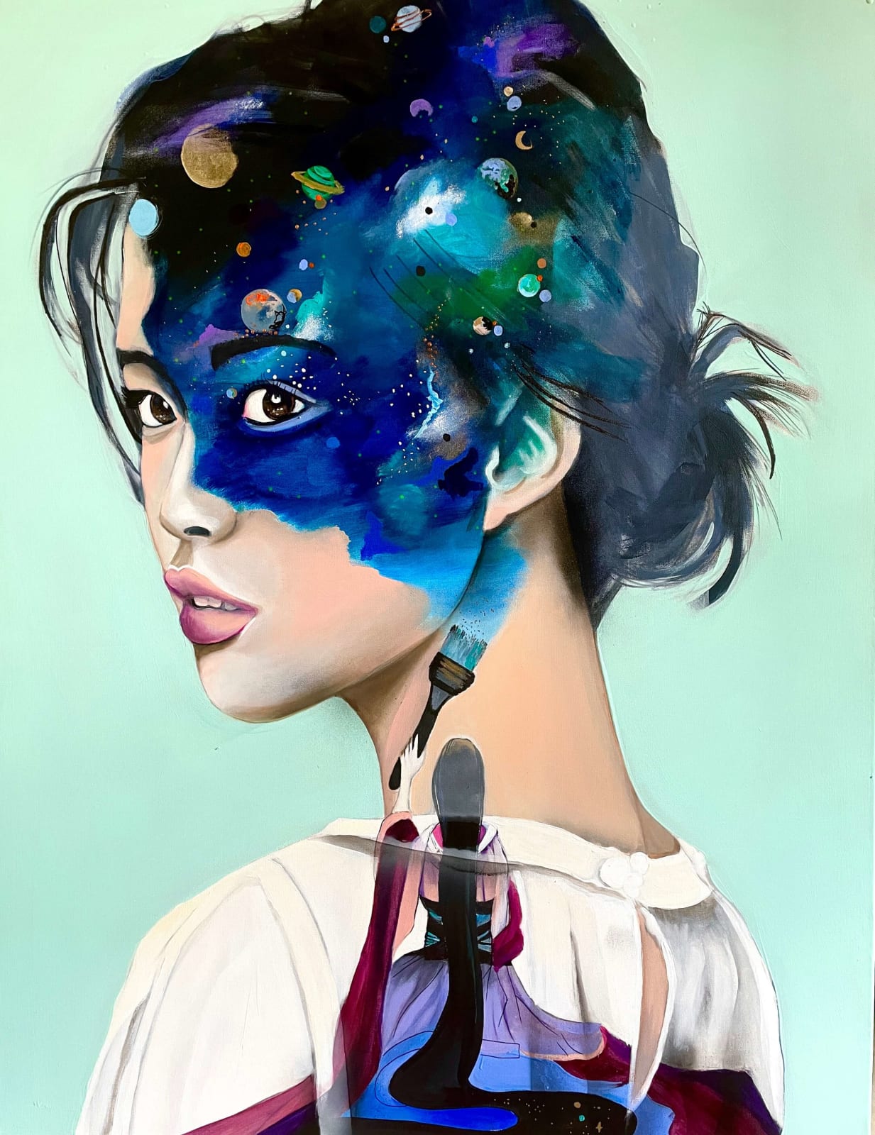 supplement of soul contemporary painting blue painting japanese woman painting manga art France Courpotin Art Yi Brussels art gallery