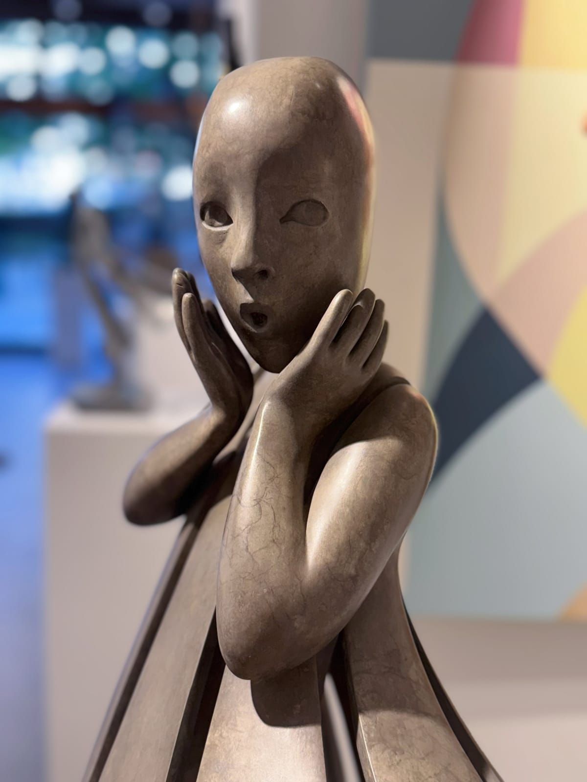 Angel passes Isabel miramontes dancing girl sculpture monumental sculpture garden sculpture contemporary bronze sculpture a beautiful girl in surprise of her dress blows up by wind Art Yi gallery Brussels art gallery