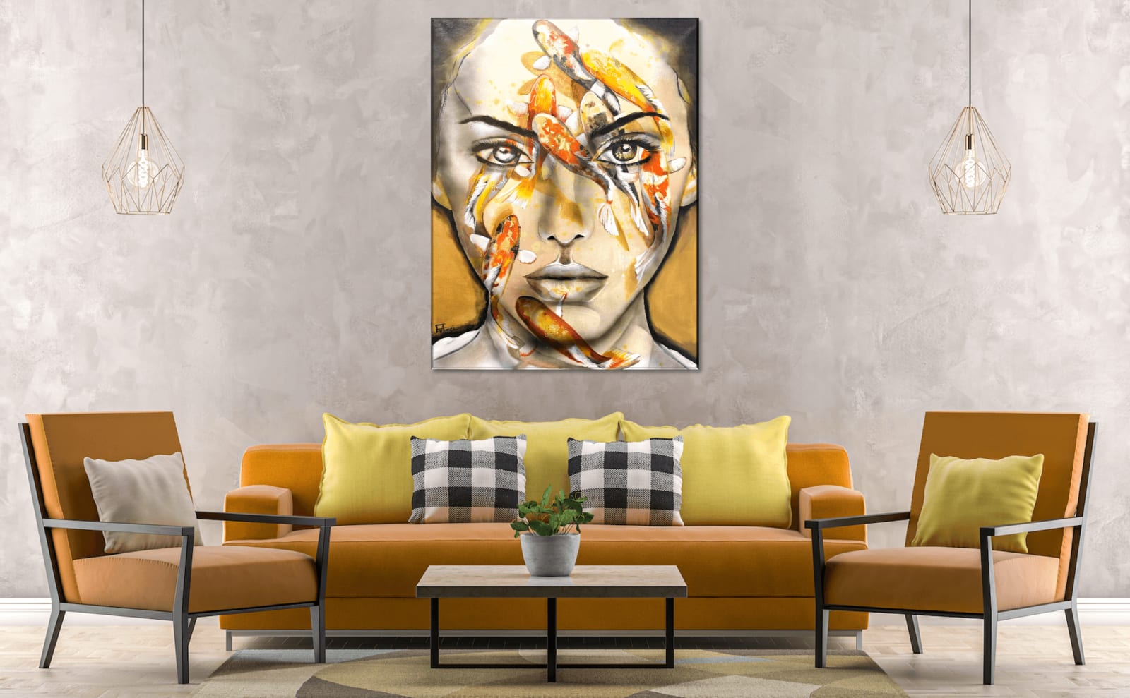peinture acrylique poisson doré france courpotin face painting avec belle peinture japonaise de poisson Art Yi galerie d'art bruxelles