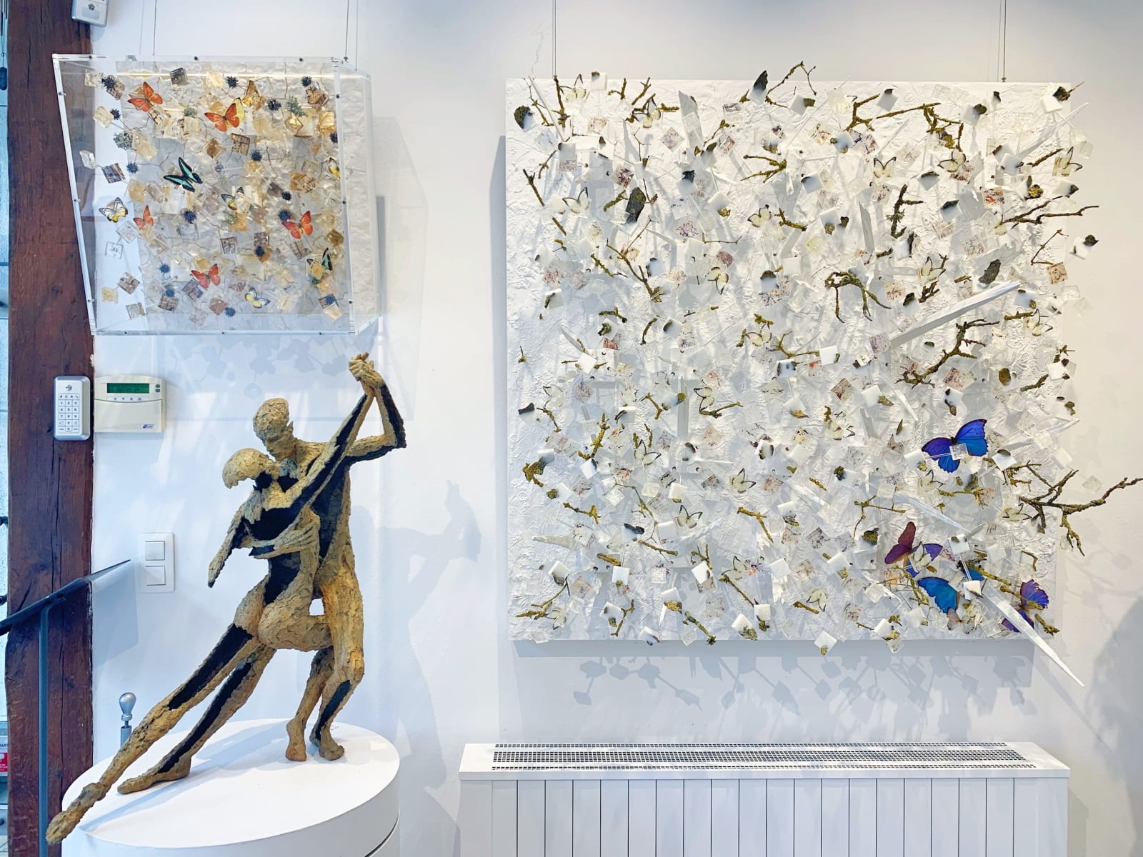 Butterfly effect ROD contemporary art wall installation wall art white wall sculpture resin art modern interior design art yi art gallery brussels