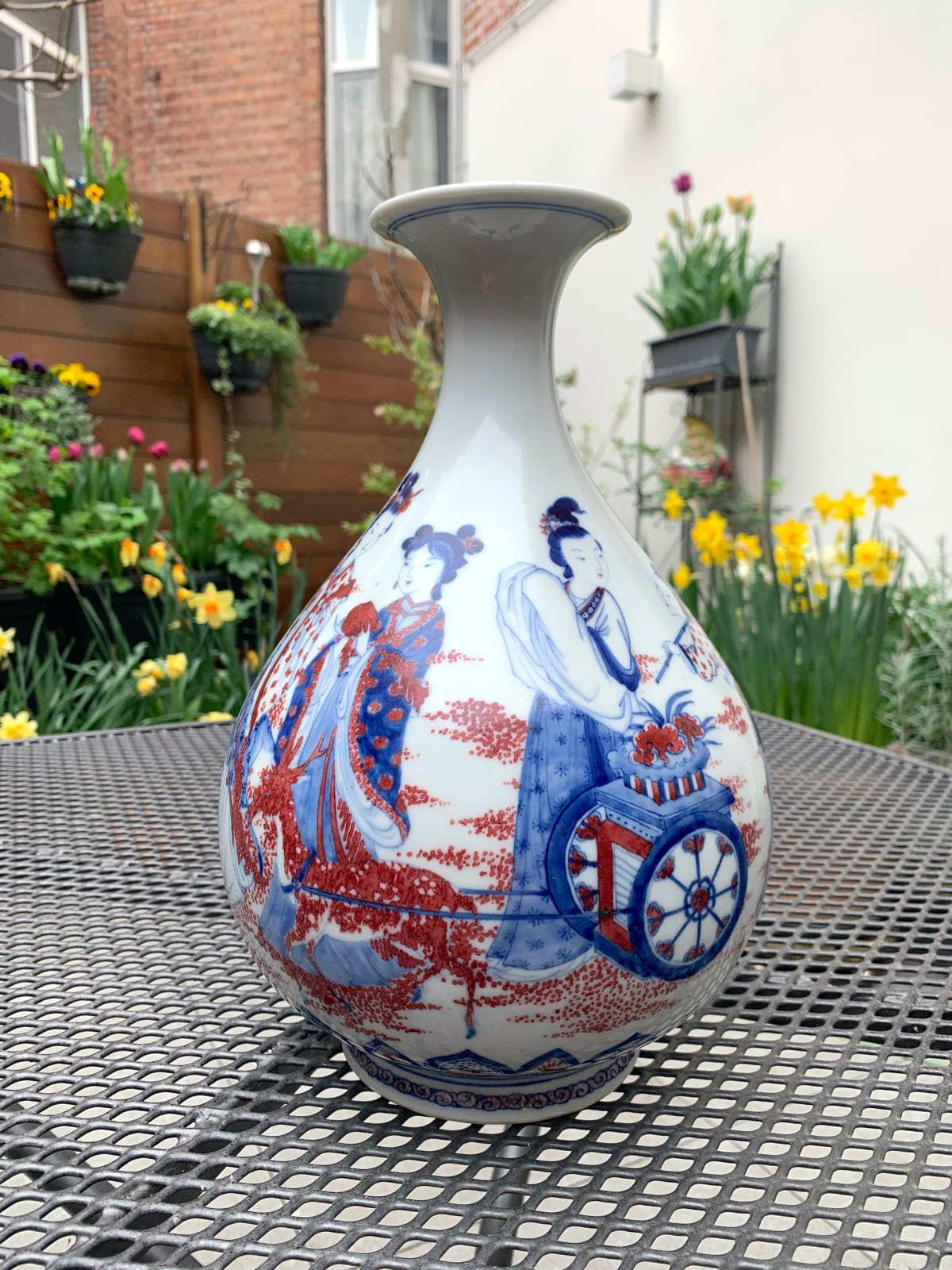 清代青花紅釉人物玉壺春瓶(康熙底款)蔡晓芳當代陶瓷藝術亞洲陶瓷藝術亞洲瓷器藝術藍瓷花瓶藍瓷花瓶藝術收藏