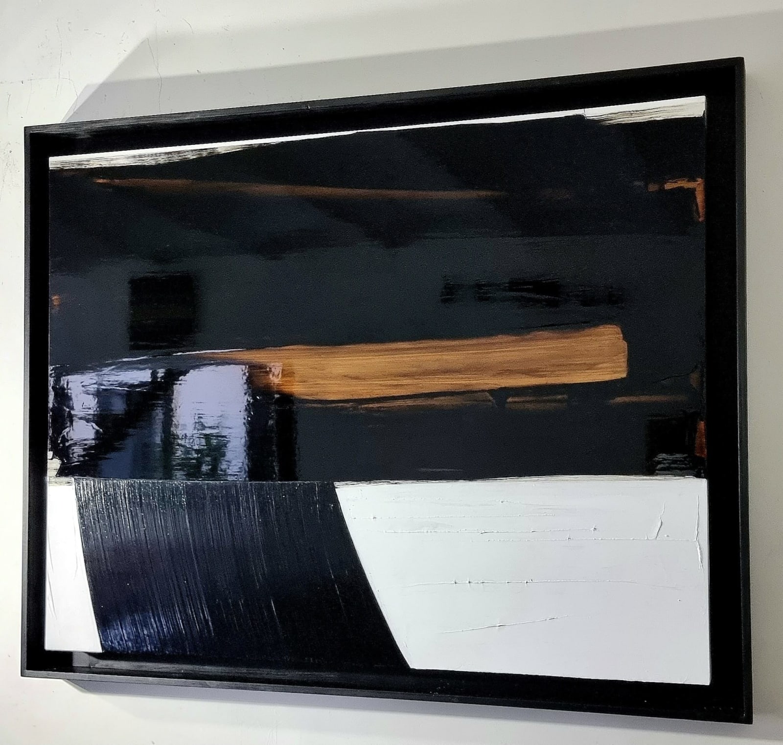 Aptere Frédéric Halbreich laque abstraite et peinture à l'huile en noir et blanc art contemporain
