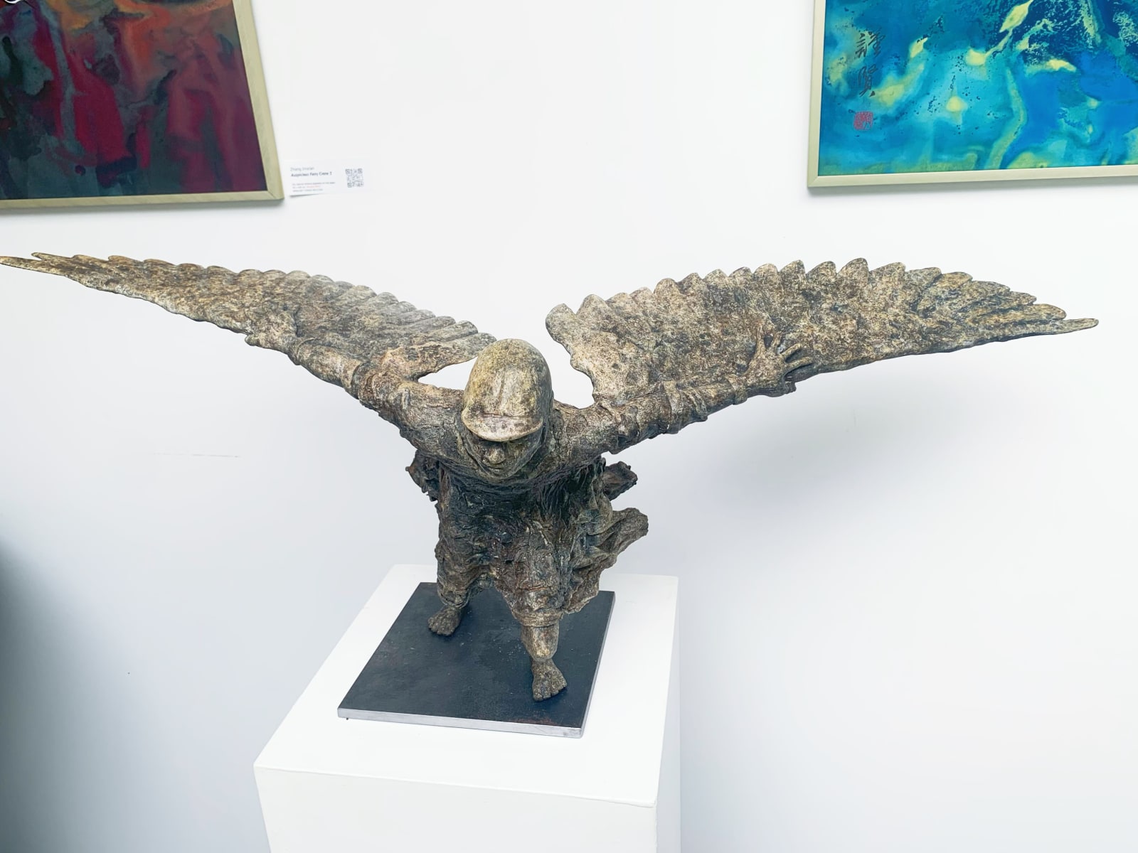 Icarus lieven d'haese sculpture contemporaine en bronze un garçon sculpture volante sculpture enfant sculpture mouche enfance Art Yi sculpture de jardin conception d'art de jardin galerie d'art à bruxelles