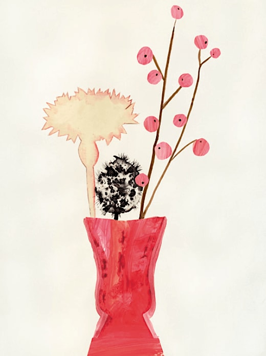 bloemen in vaas schilderij alida everts bloemencollage bloemtekening nederlandse kunstenaar interieurontwerp Art Yi-galerij Kunstgalerij Brussel