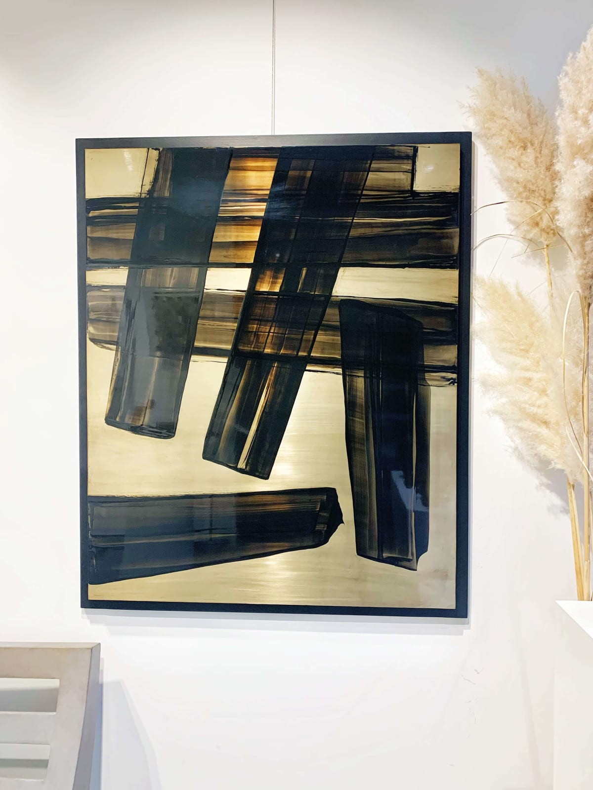 ALUMINOÏDE SUN Trap, Frédéric Halbreich abstract acrylic lacquer black and gold painting