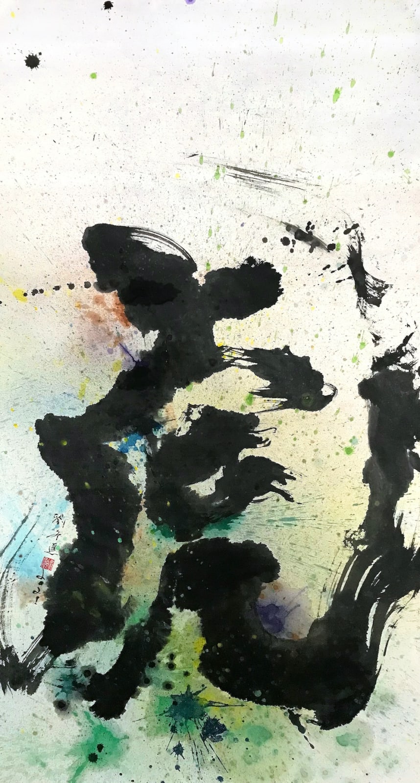 Tiger Liu dongyao chinese calligraphy art calligraphic painting contemporary ink art painting black and white on rice paper long roll Art Yi gallery Brussels art gallery