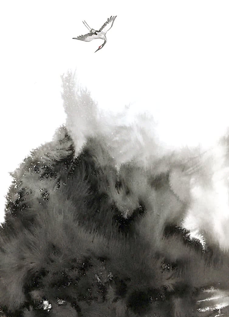 SHAN Yin 山尹, Wild Stork Playing with Drifting Clouds 野鹤戏闲云, 2018