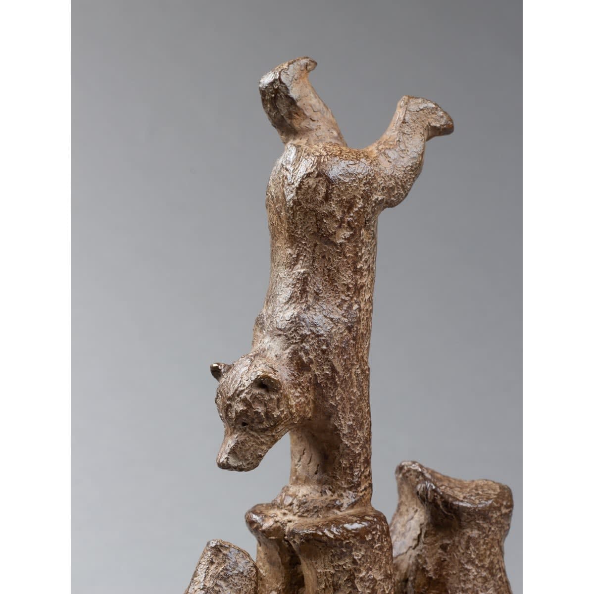 jumping cute happy Bear and cub contemporary bronze sculpture sophie verger