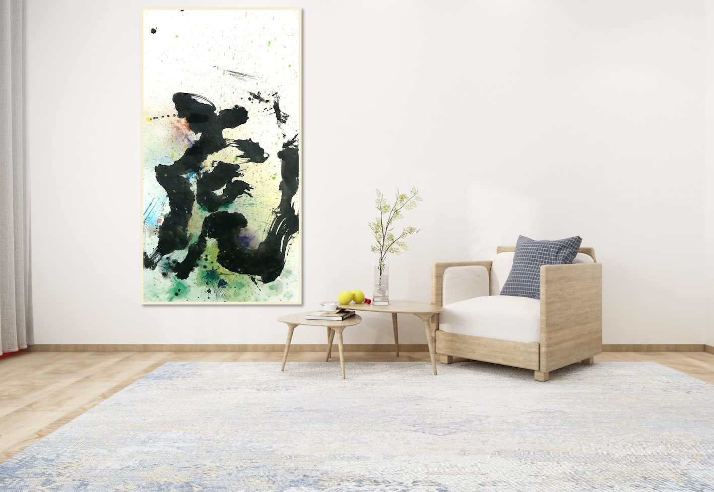 Tiger Liu Dongyao calligraphie chinoise art calligraphie peinture contemporaine encre art peinture noir et blanc sur papier de riz long rouleau Galerie Art Yi Galerie d'art de Bruxelles