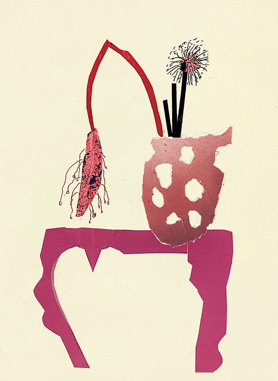 fleurs dans un vase peinture alida everts collage de fleurs dessin de fleurs artiste néerlandais design d'intérieur Galerie Art Yi Galerie d'art de Bruxelles