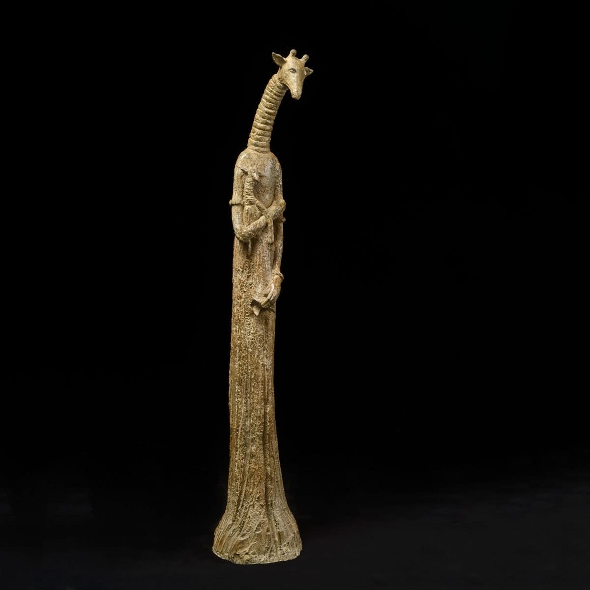 Giraffe en zijn pop giraffe sculptuur sophie verger hedendaagse bronzen dier sculptuur bureau kunst decoratie kunst yi brusselse kunstgalerij