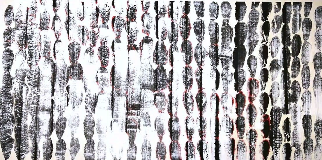 art de l'encre de Chine noir et blanc peinture abstraite contemporaine li guofang la pluie et le reste Galerie ART YI Galerie d'art de Bruxelles