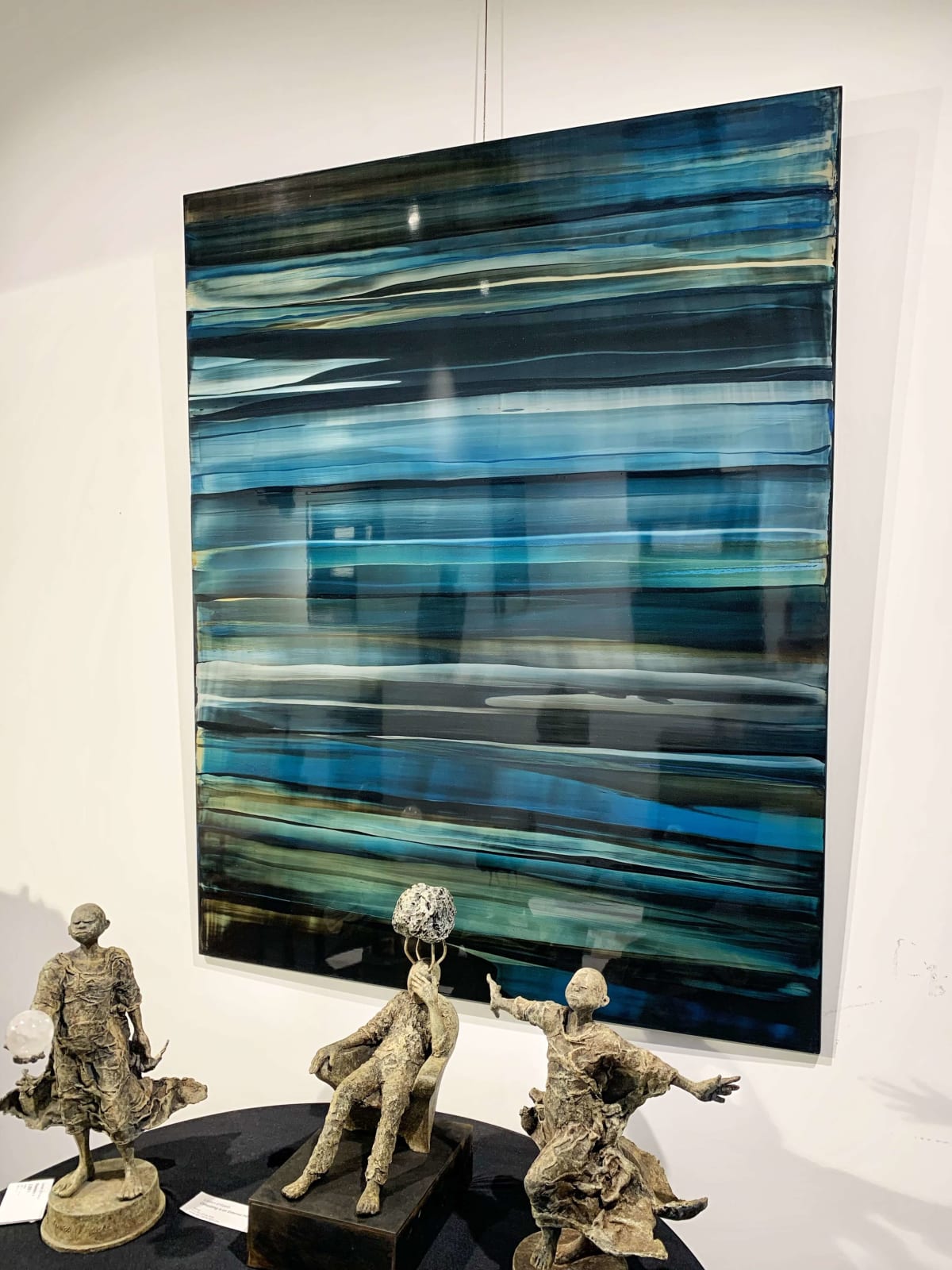 alluminescence Frédéric Halbreich blue black abstract oil lacquer painting on metal aluminum