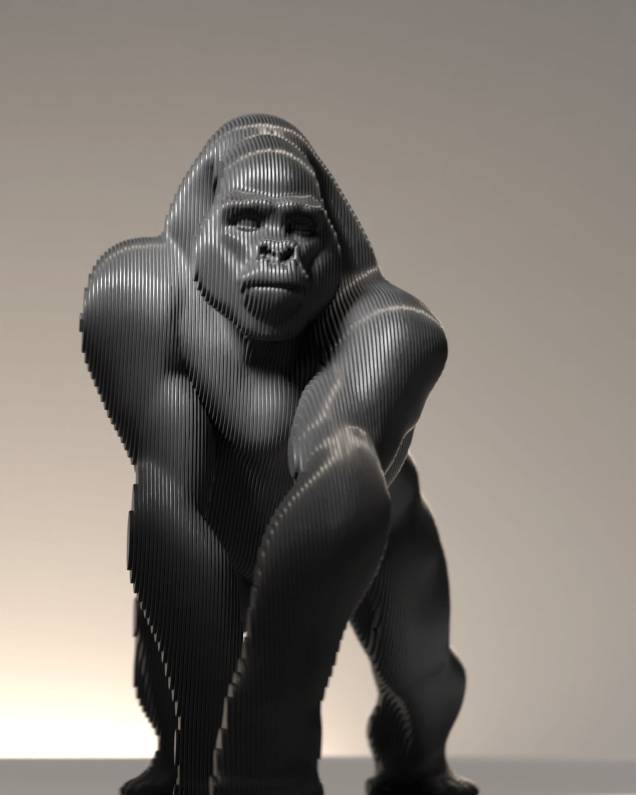 simia zwart gorilla dier hedendaagse beeldhouwkunst tuin beeldhouwkunst metaal van Jean-Paul KALA hedendaagse kunstgalerie brussels art yi