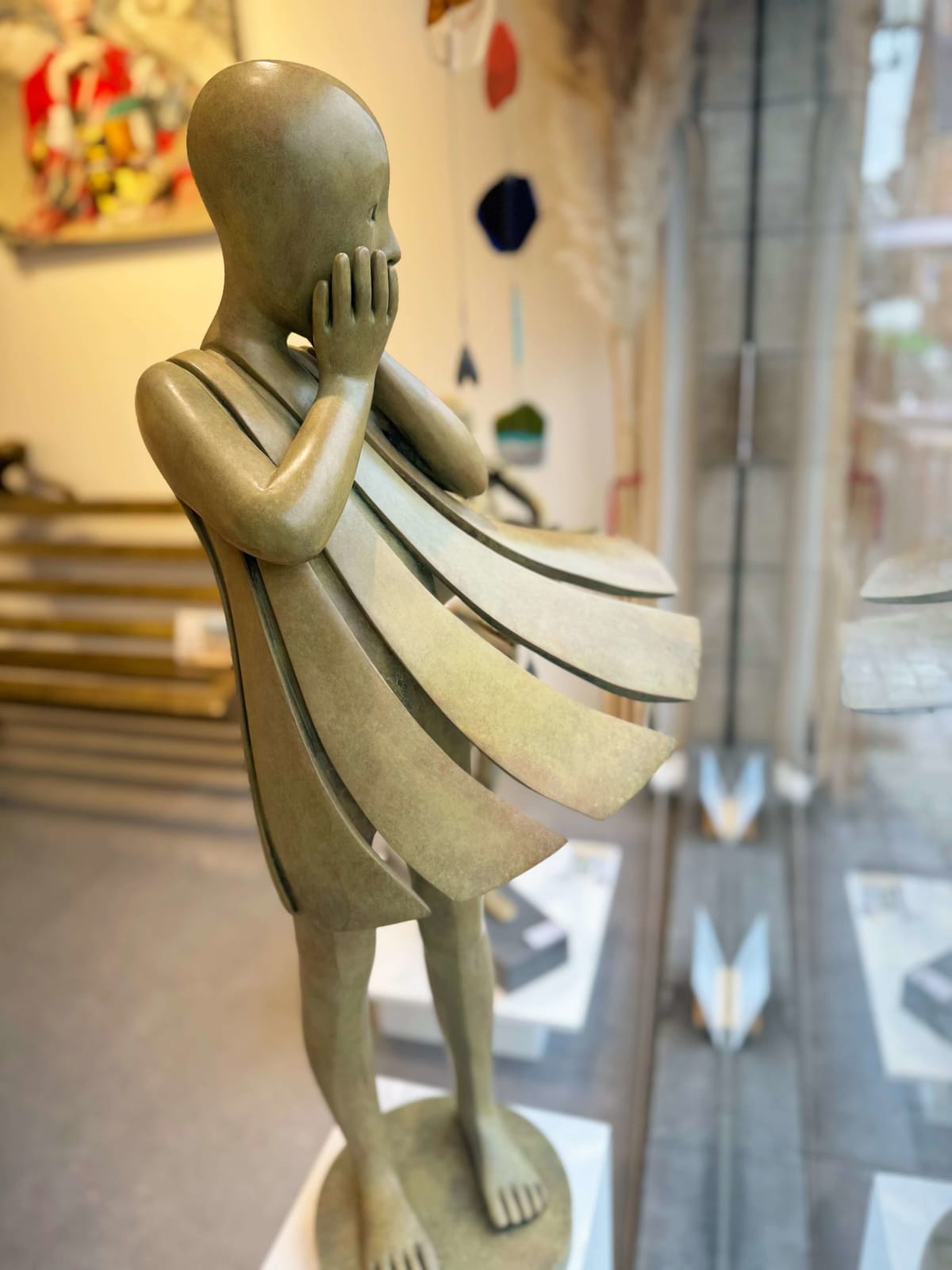Angel passes Isabel miramontes dancing girl sculpture monumental sculpture garden sculpture contemporary bronze sculpture a beautiful girl in surprise of her dress blows up by wind Art Yi gallery Brussels art gallery