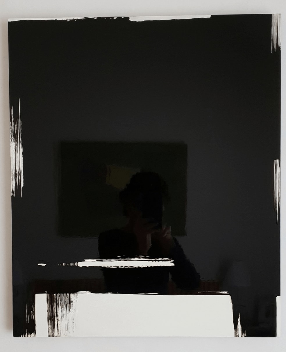 nyx Frédéric Halbreich abstracte acryllak zwart-wit schilderij