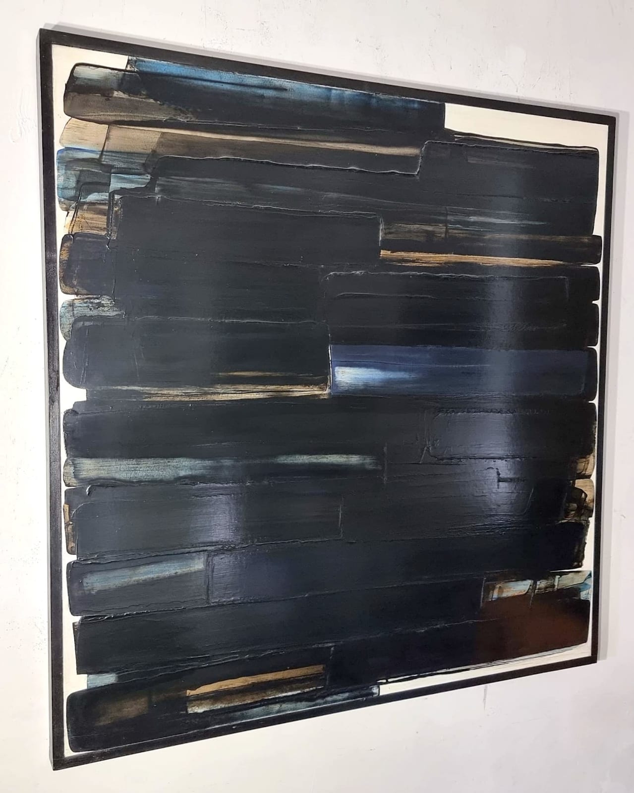 nakgakessou Frédéric Halbreich black and white abstract oil lacquer painting on canvas