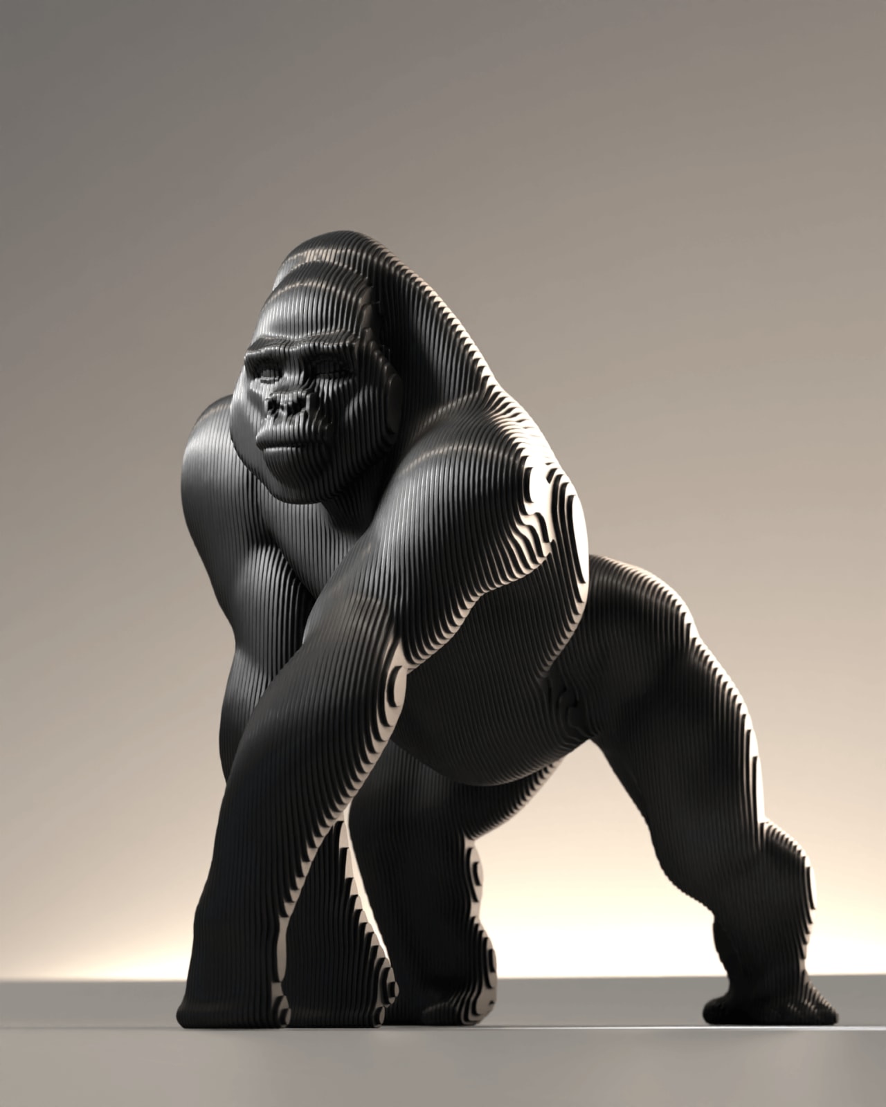 simia black gorilla animal contemporary sculpture garden sculpture art metal of Jean-Paul KALA contemporary art gallery brussels art yi