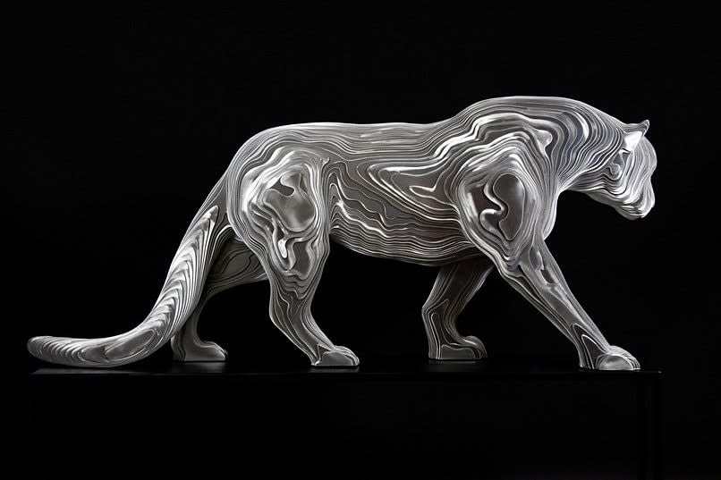 sculpture léopard sculpture animale contemporaine akanda jean paul kala art en aluminium sculpture contemporaine art de jardin Galerie Art Yi Galerie d'art de Bruxelles